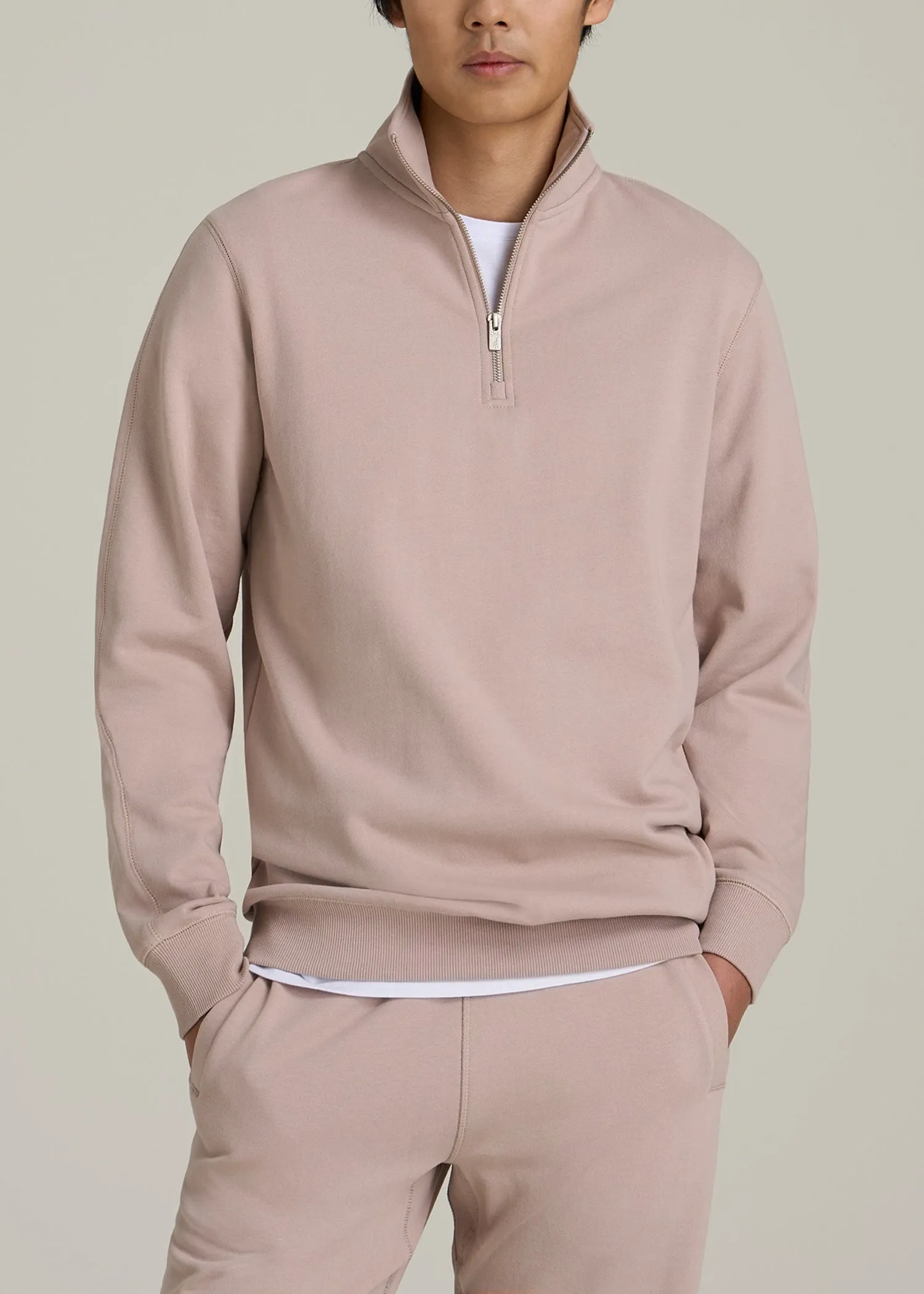 Wearever 2.0 French Terry Quarter-Zip Sweatshirt for Tall Men in Desert Rose sold by American Tall product image thumbnail 2