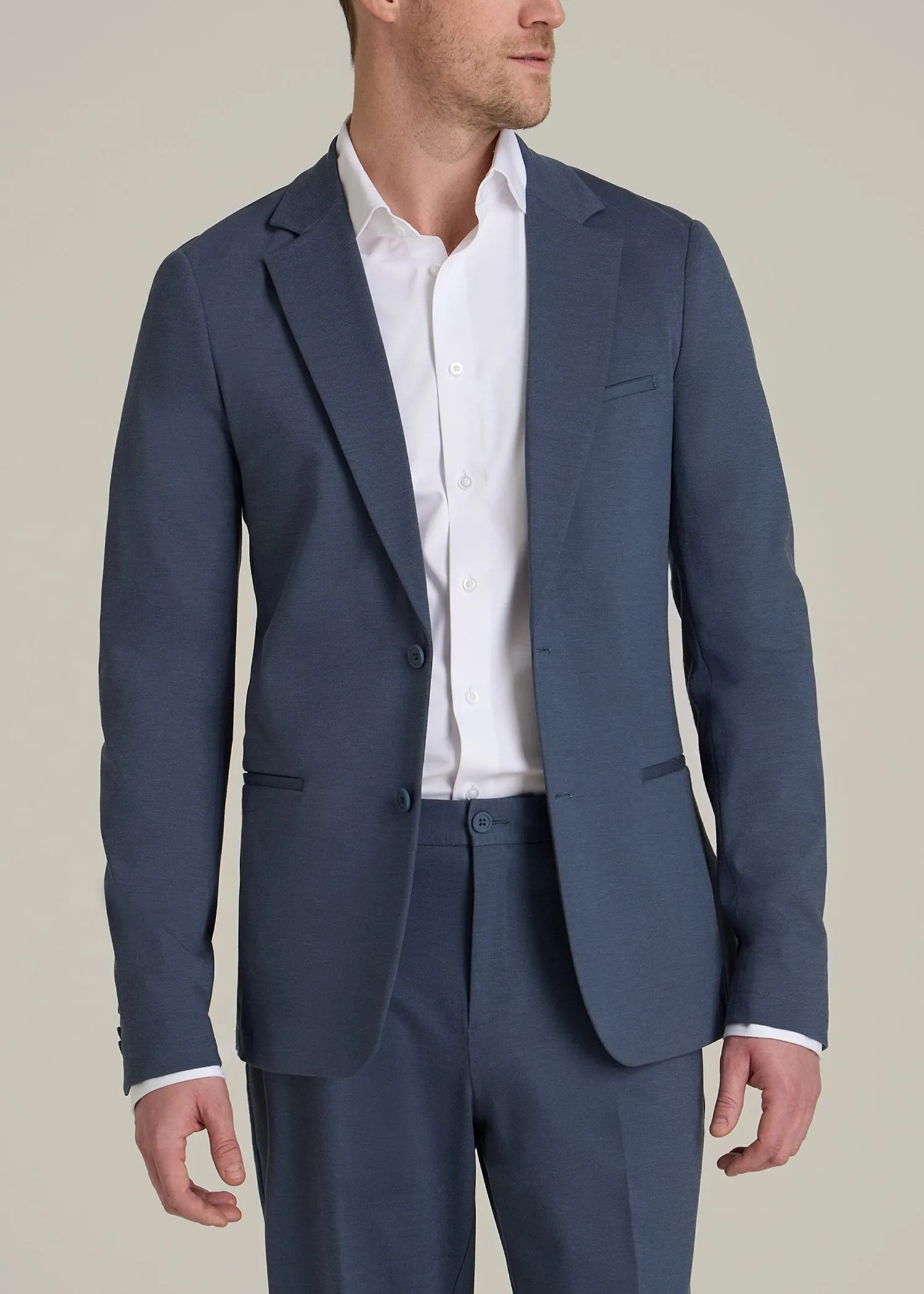 Flex Tech Suit Jacket for Tall Men in Medium Blue Nailhead sold by American Tall