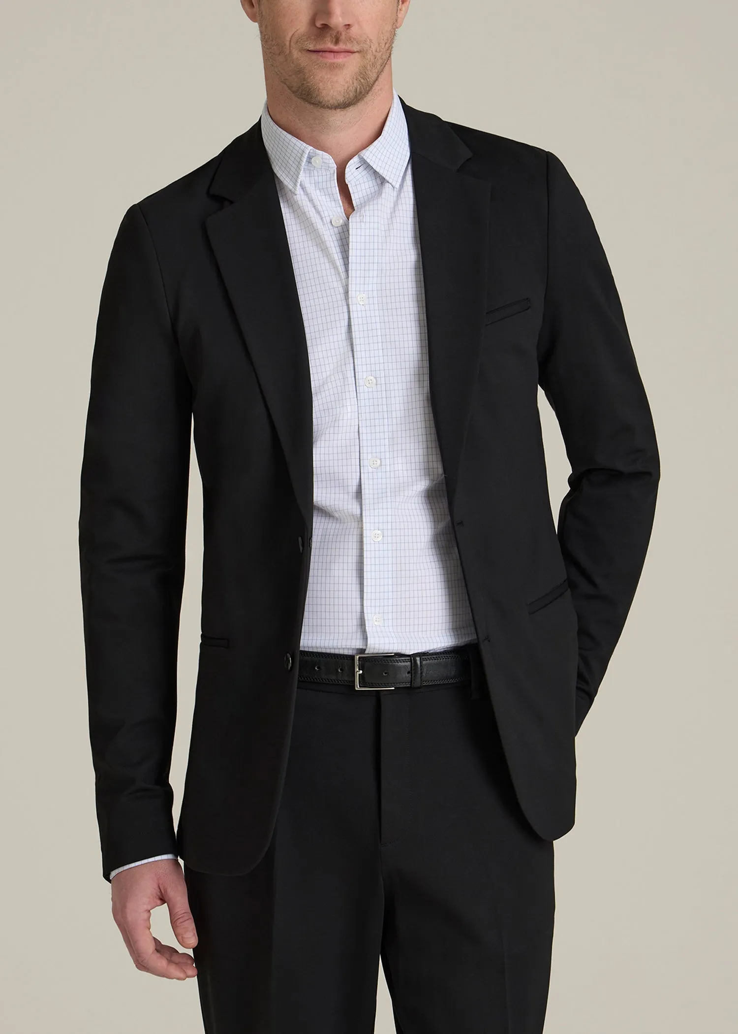 Flex Tech Suit Jacket for Tall Men in Black sold by American Tall