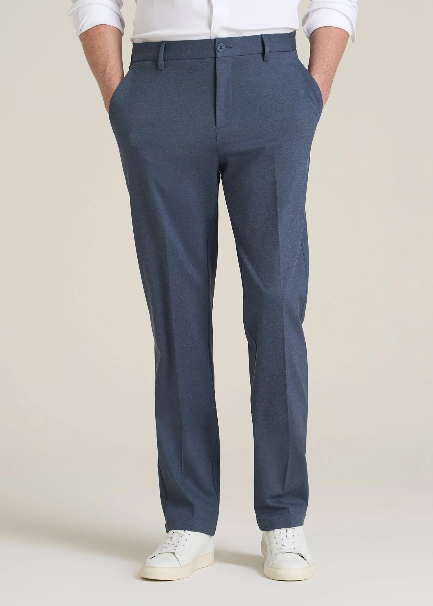 Flex Tech Suit Pants for Tall Men in Medium Blue Nailhead sold by American Tall