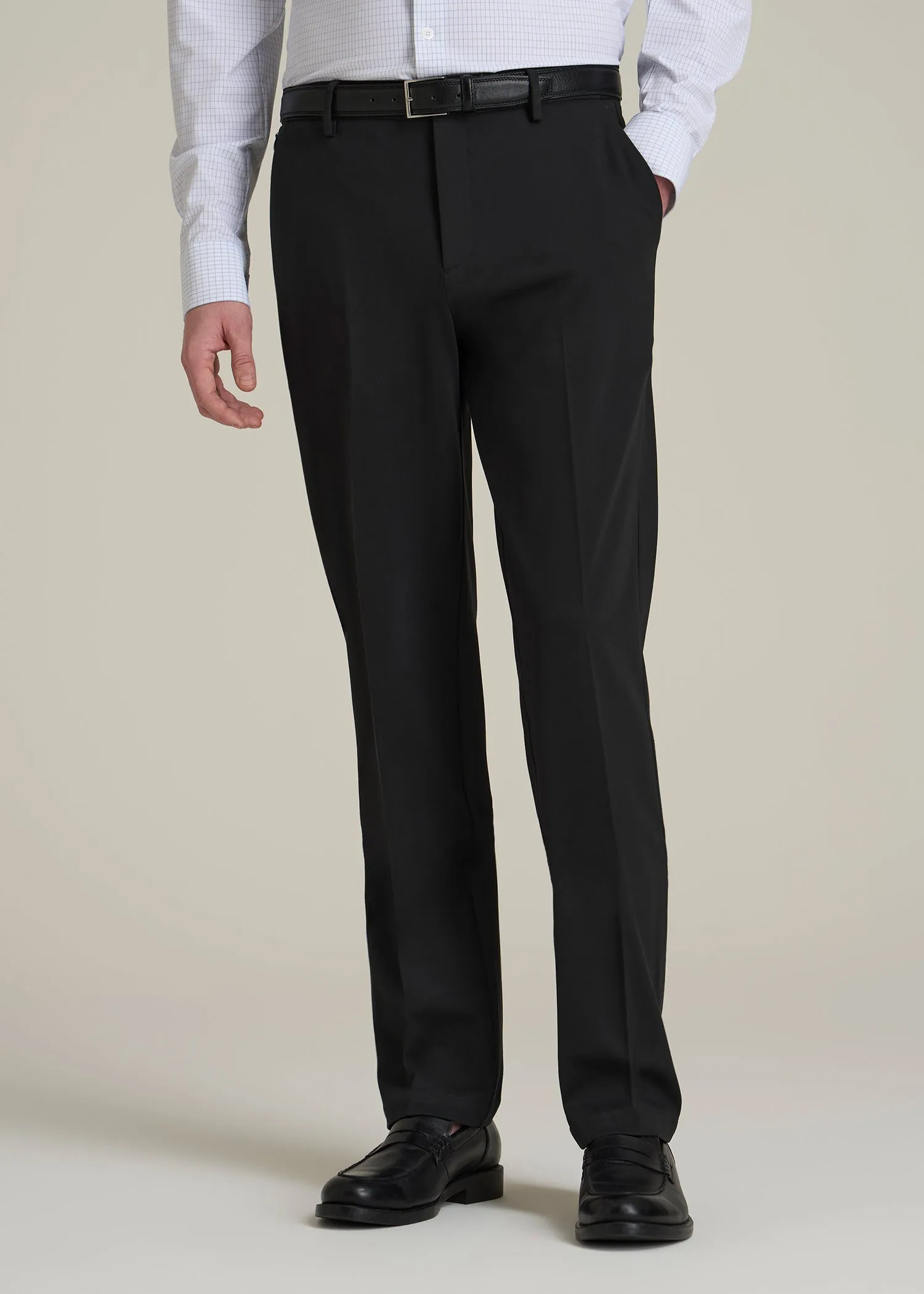 Flex Tech Suit Pants for Tall Men in Black sold by American Tall