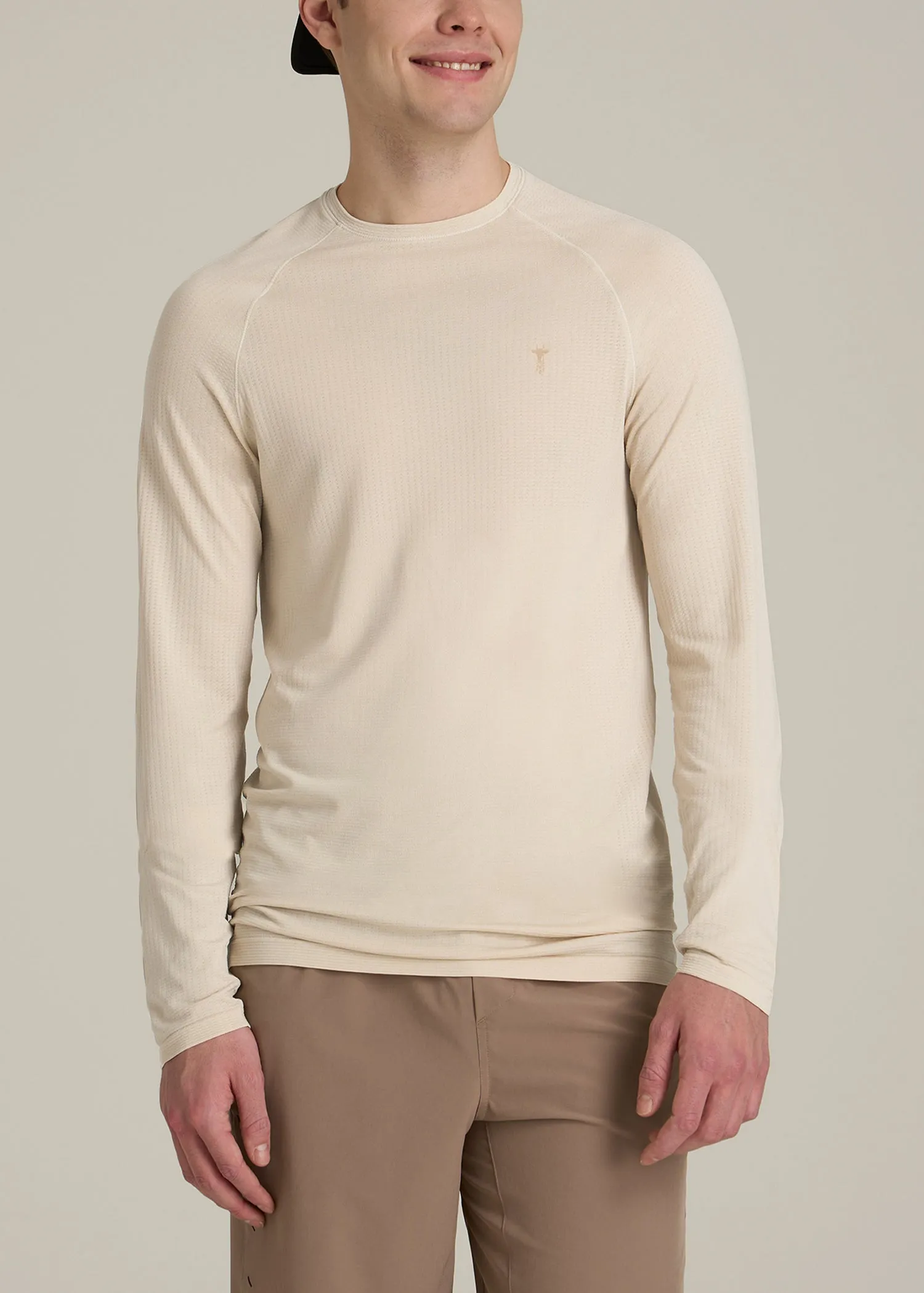 Long Sleeve Vented Training Top for Tall Men in Vanilla Latte sold by American Tall