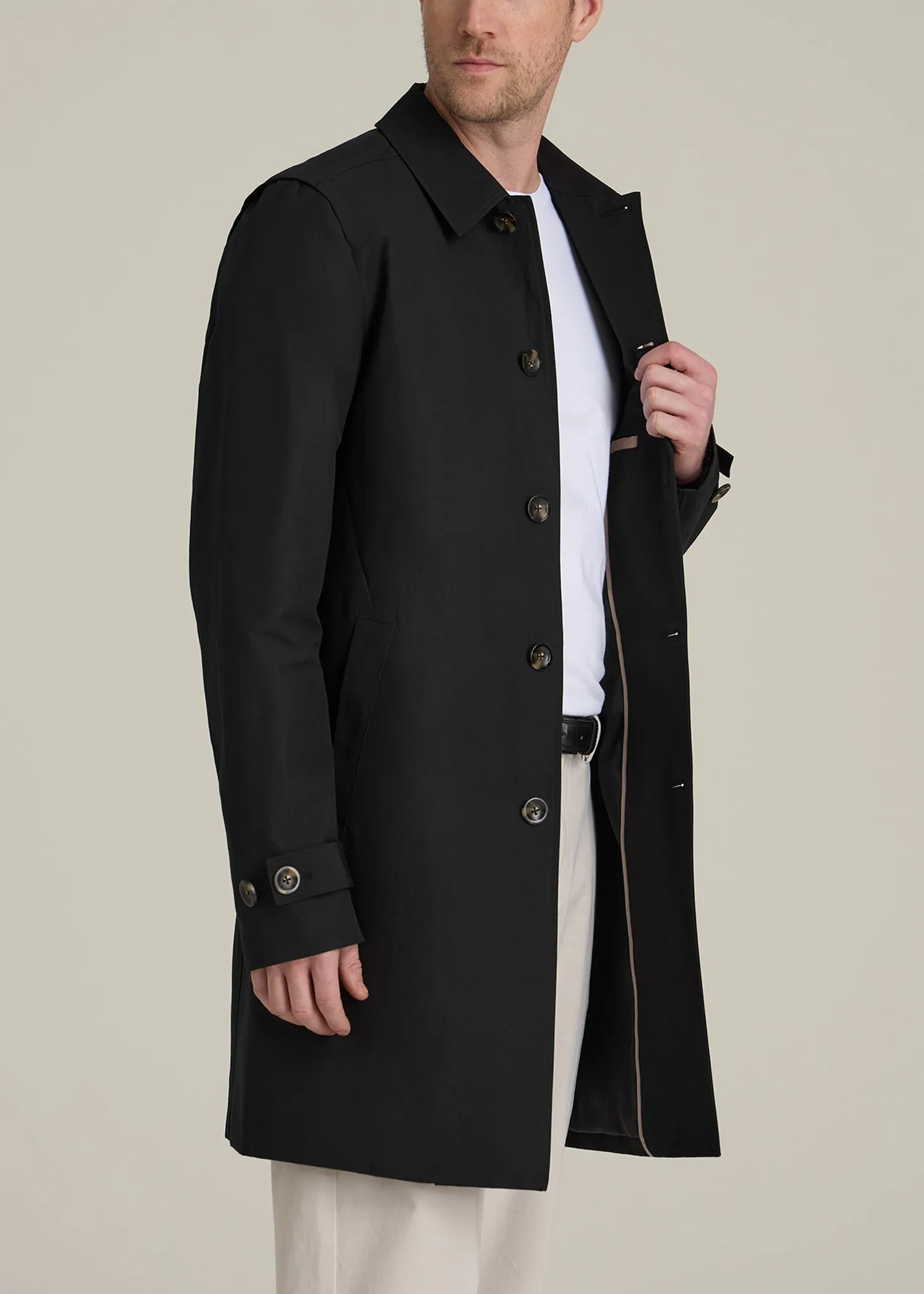 Minimalist Trench Coat for Tall Men in Black sold by American Tall product image thumbnail 3
