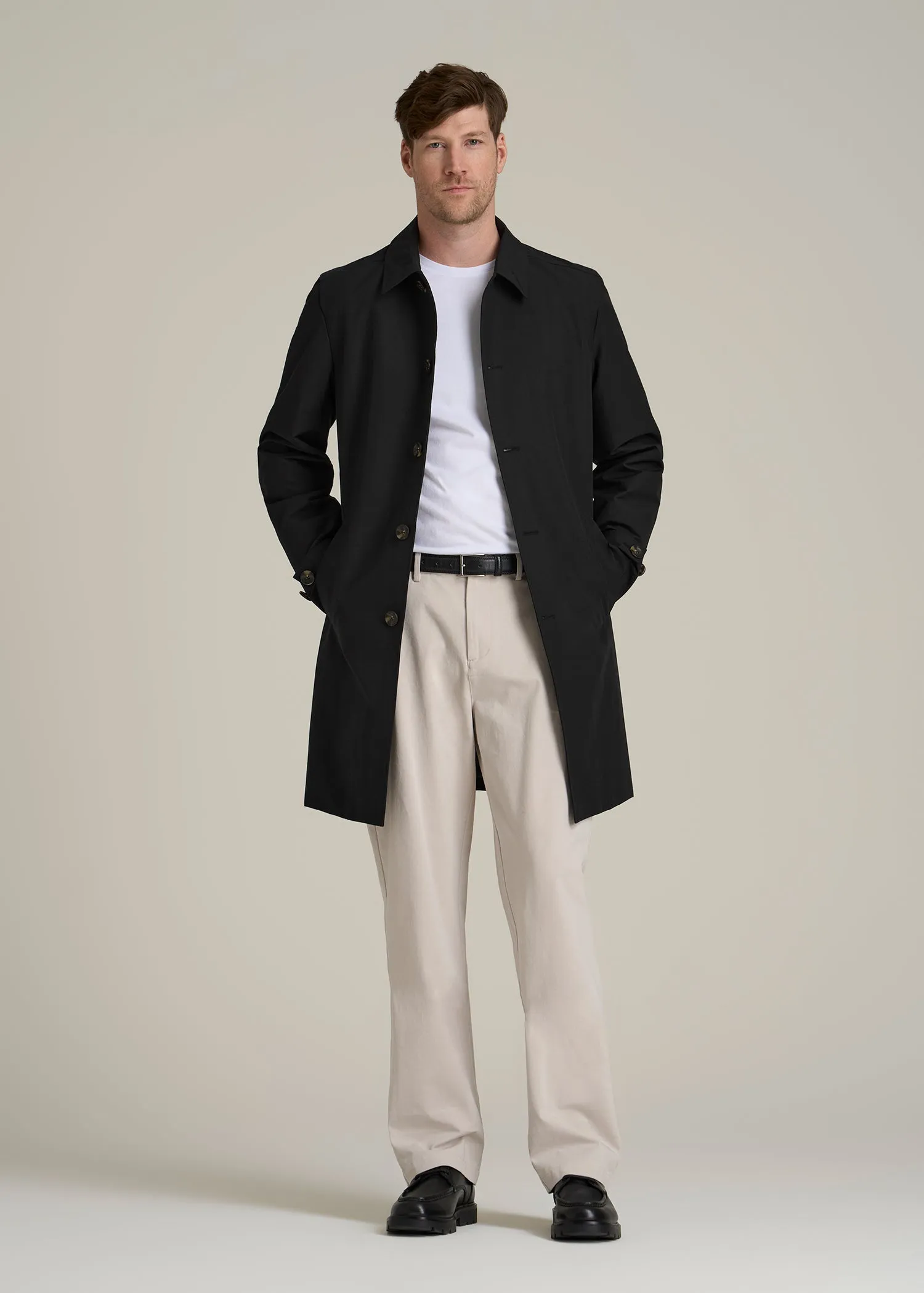 Minimalist Trench Coat for Tall Men in Black sold by American Tall product image thumbnail 4