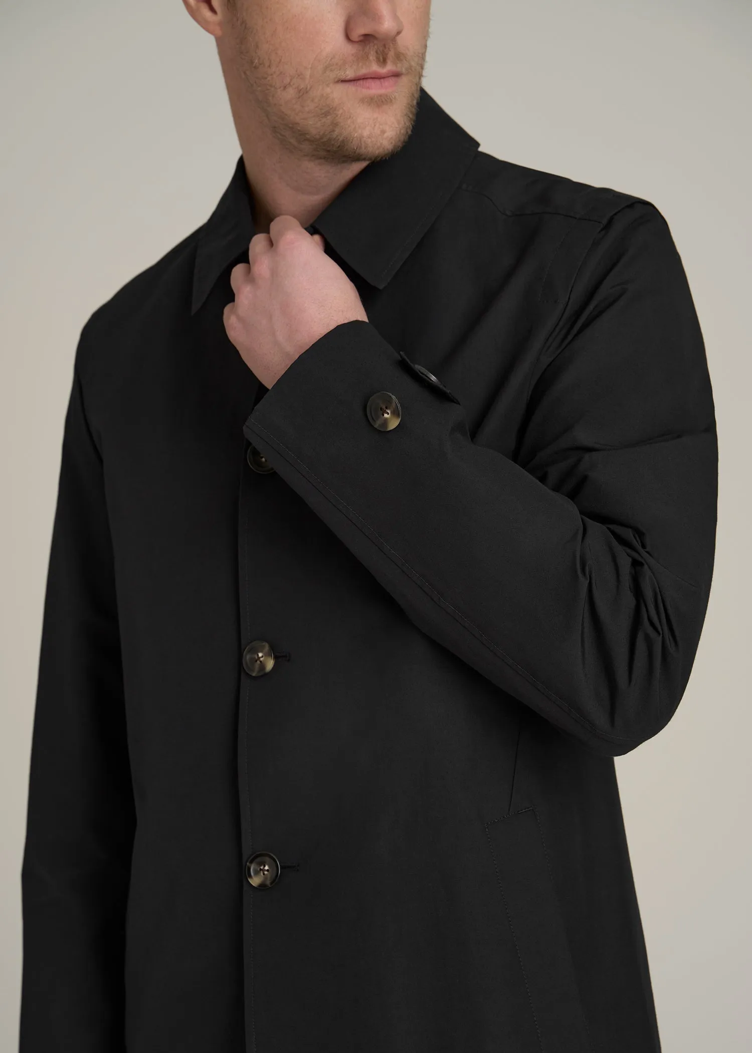 Minimalist Trench Coat for Tall Men in Black sold by American Tall product image thumbnail 2