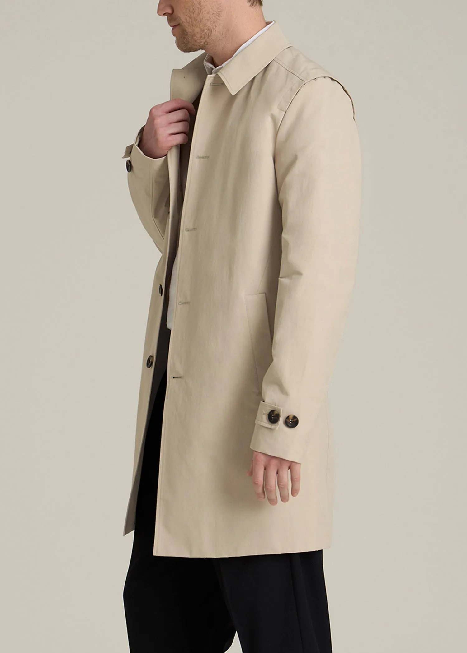 Minimalist Trench Coat for Tall Men in Light Khaki sold by American Tall product image thumbnail 3