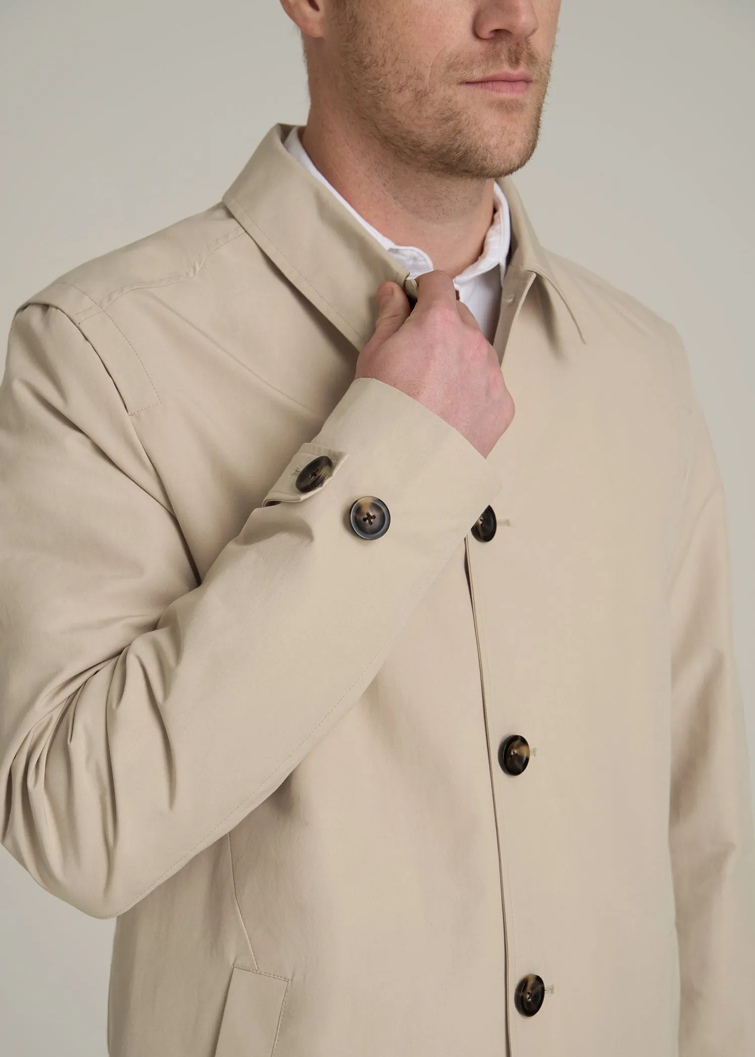 Minimalist Trench Coat for Tall Men in Light Khaki sold by American Tall product image thumbnail 2