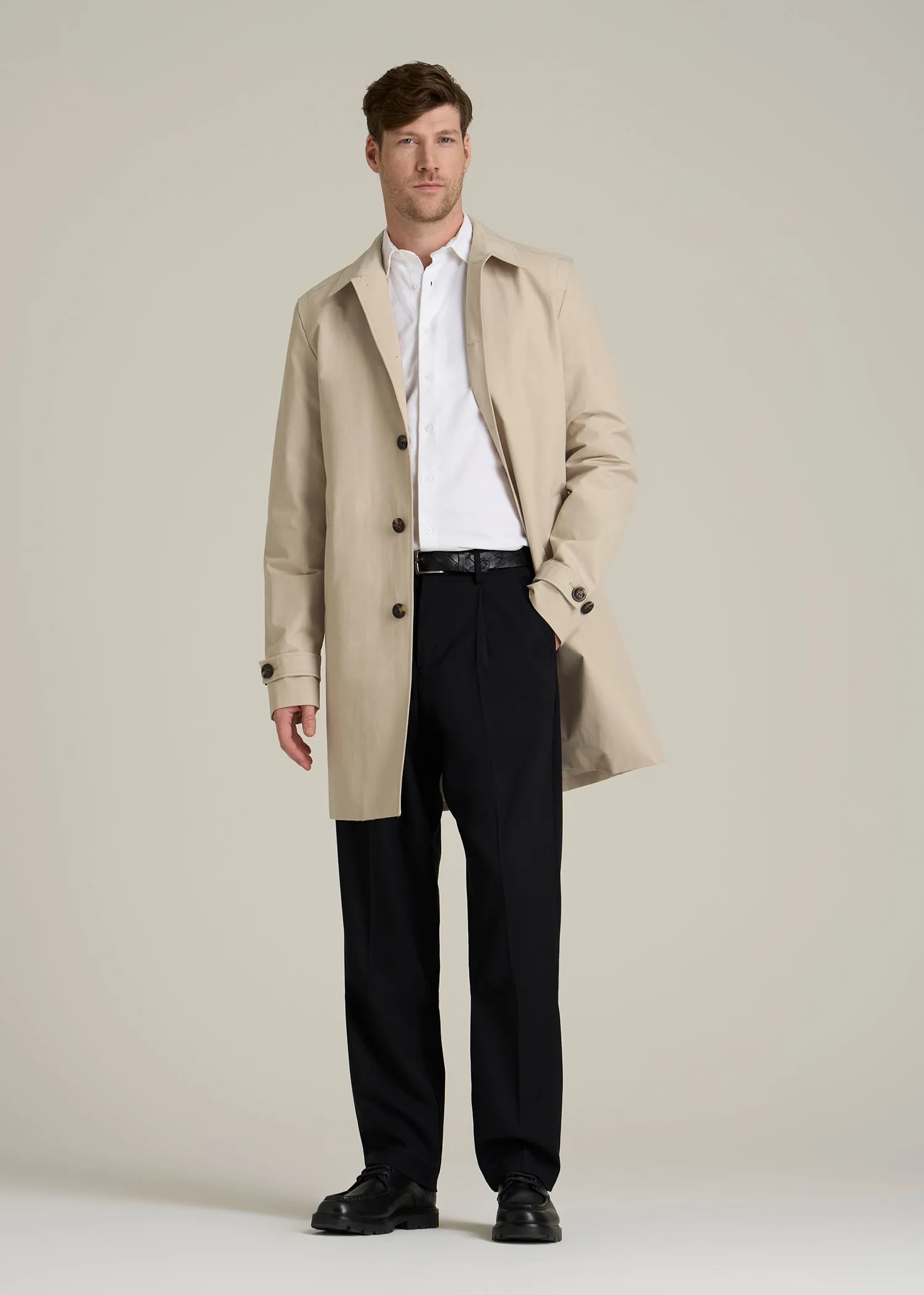 Minimalist Trench Coat for Tall Men in Light Khaki sold by American Tall product image thumbnail 4