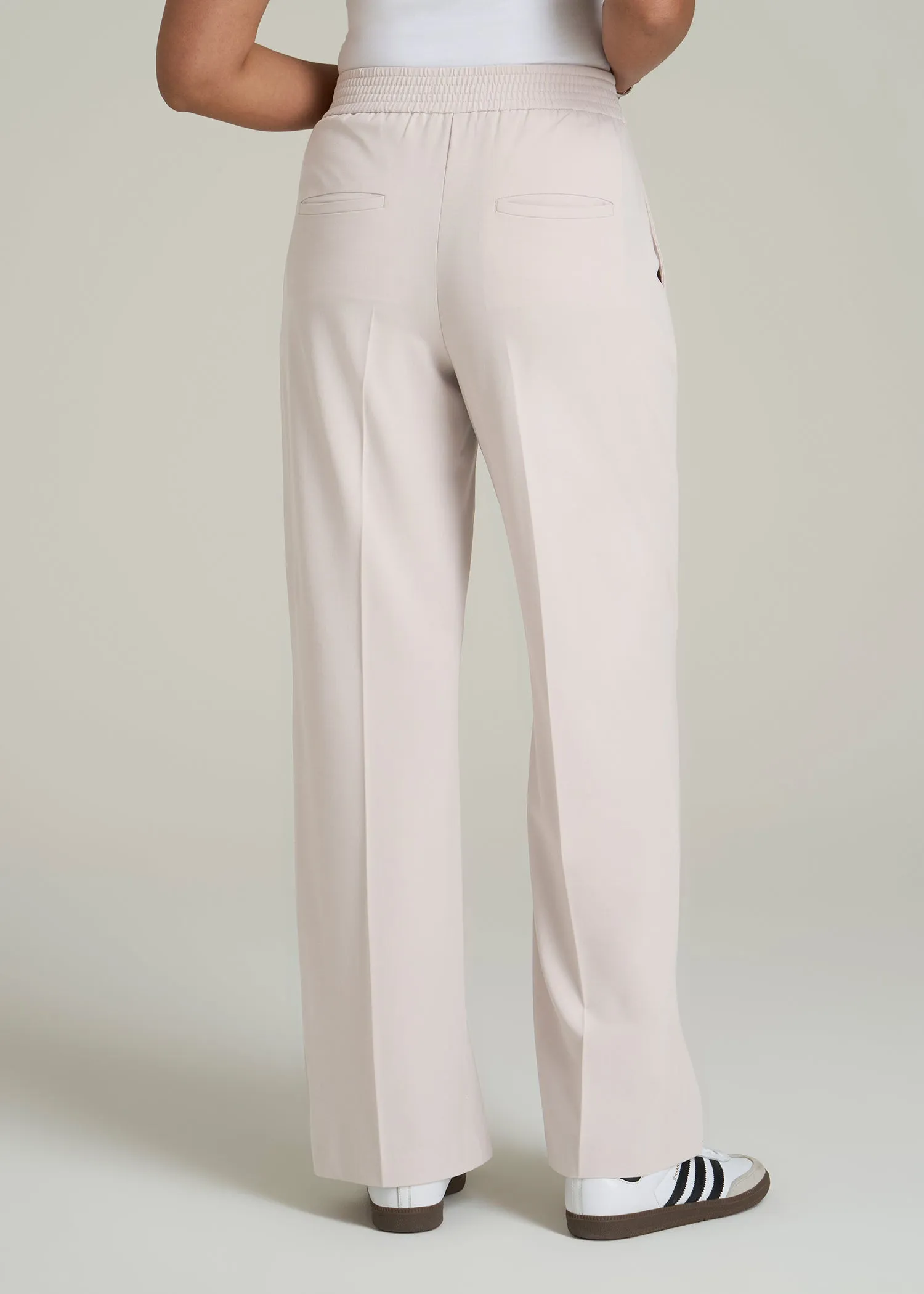 Flat Front Wide Leg Dress Pants for Tall Women in Drywall Tan sold by American Tall product image thumbnail 5