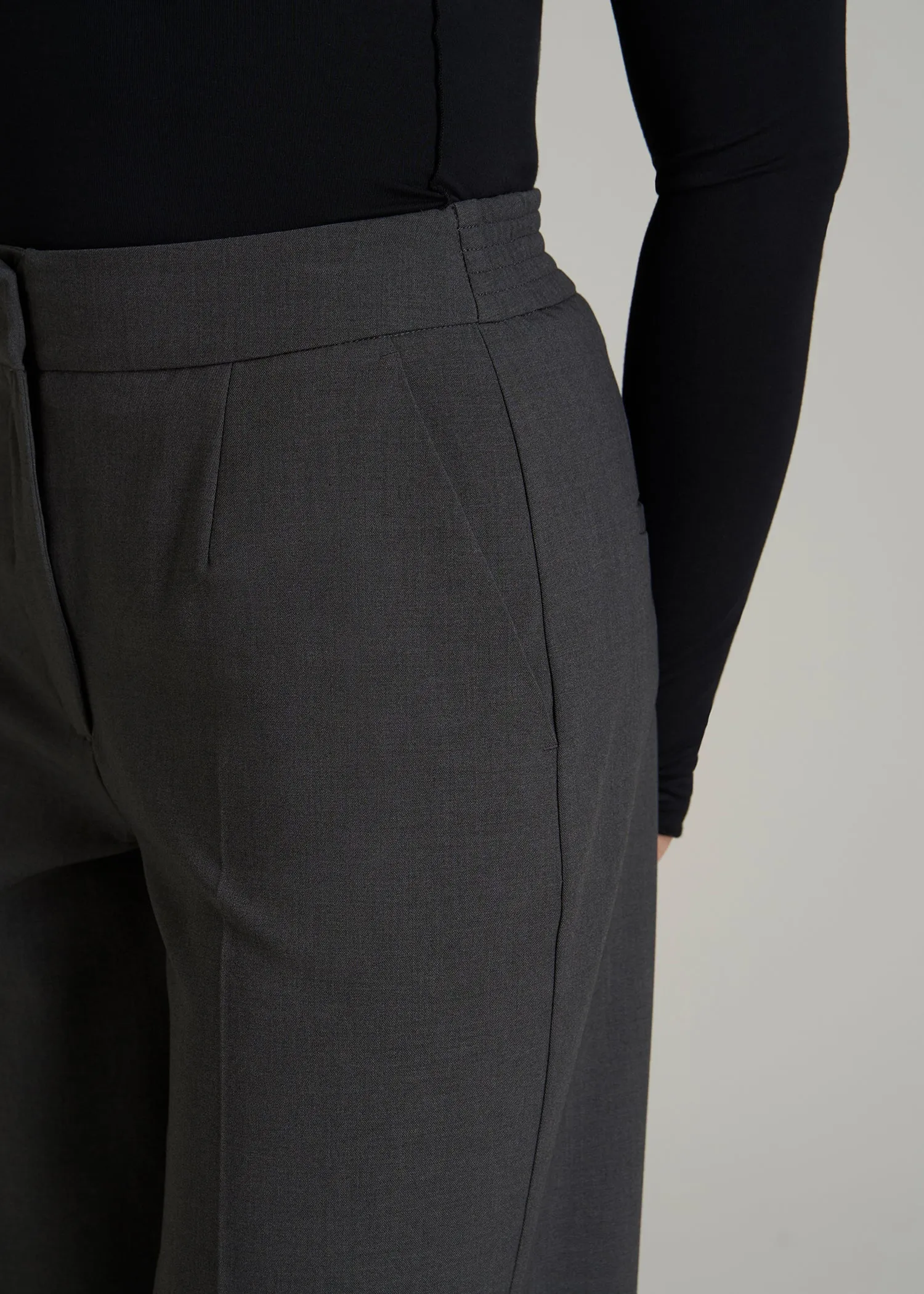 Flat Front Wide Leg Dress Pants for Tall Women in Graphic Charcoal sold by American Tall product image thumbnail 2