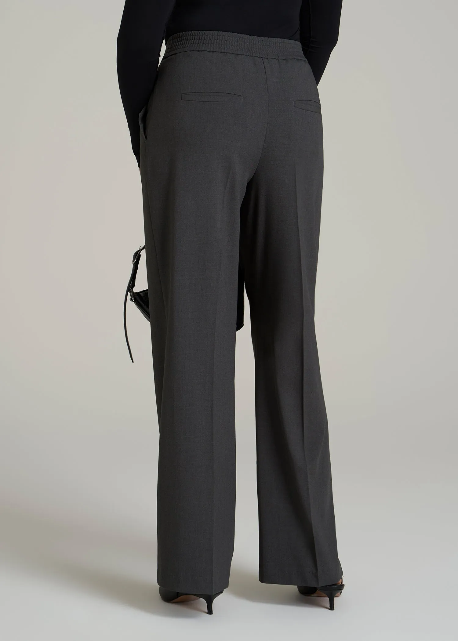 Flat Front Wide Leg Dress Pants for Tall Women in Graphic Charcoal sold by American Tall product image thumbnail 5