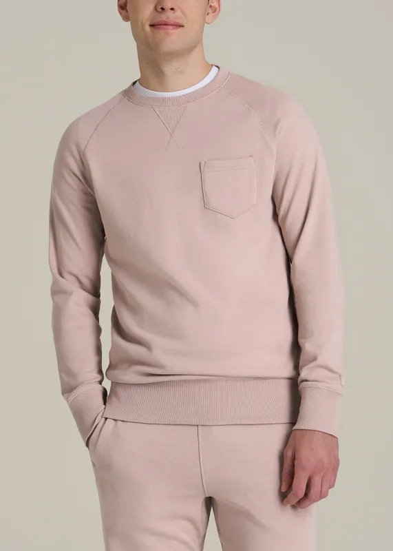 Wearever 2.0 French Terry Crewneck Sweatshirt for Tall Men in Desert Rose sold by American Tall