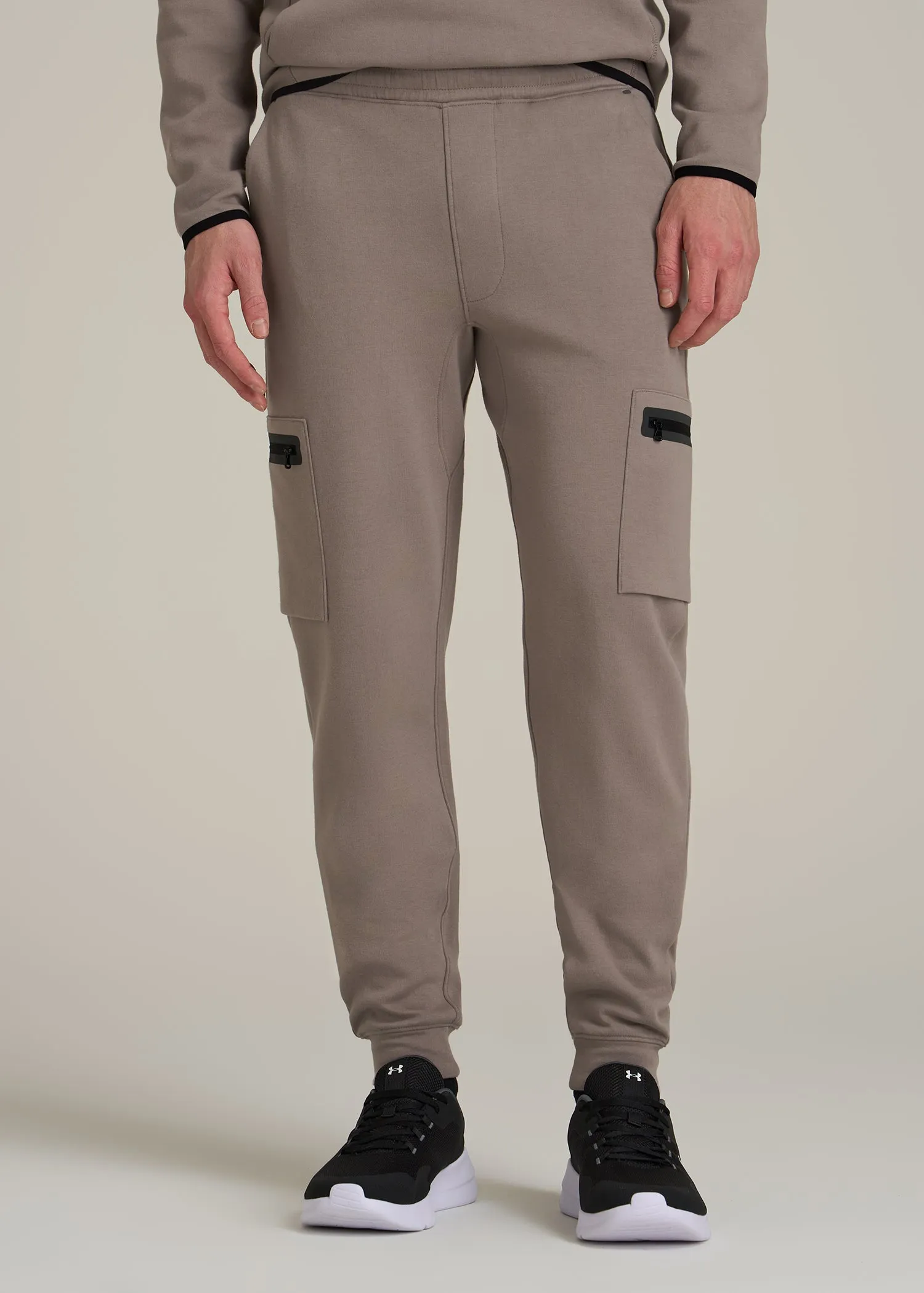 Tech Motion Fleece Cargo Joggers for Tall Men in Portobello sold by American Tall