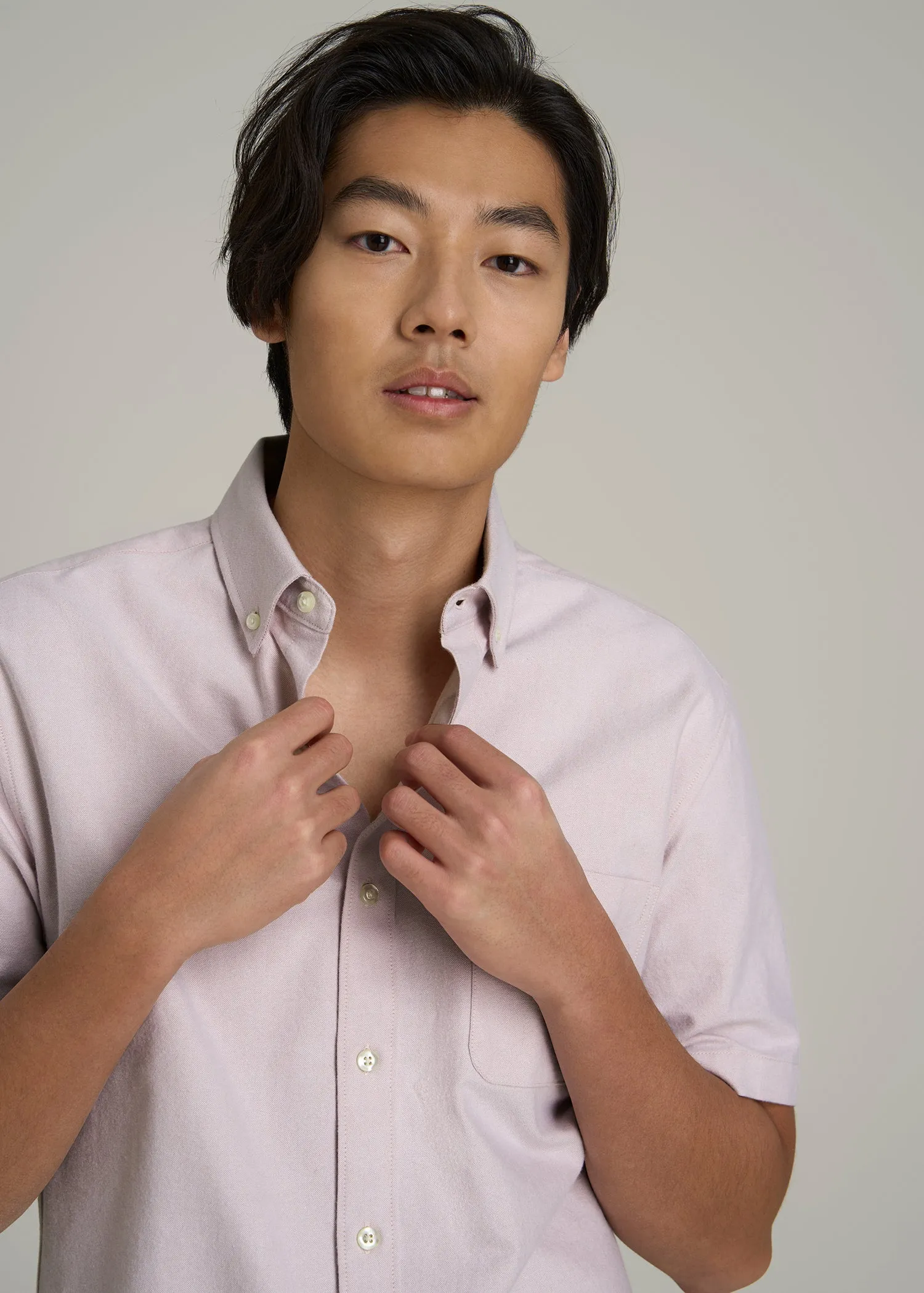 Short Sleeve Oxford Button Shirt For Tall Men in Burnished Lilac sold by American Tall product image thumbnail 2