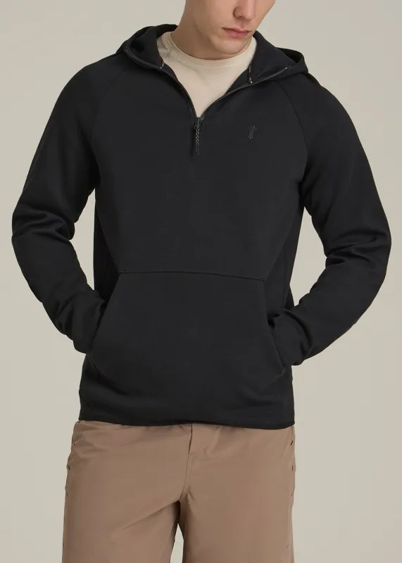 Tech Motion Fleece Hooded Popover for Tall Men in Black sold by American Tall