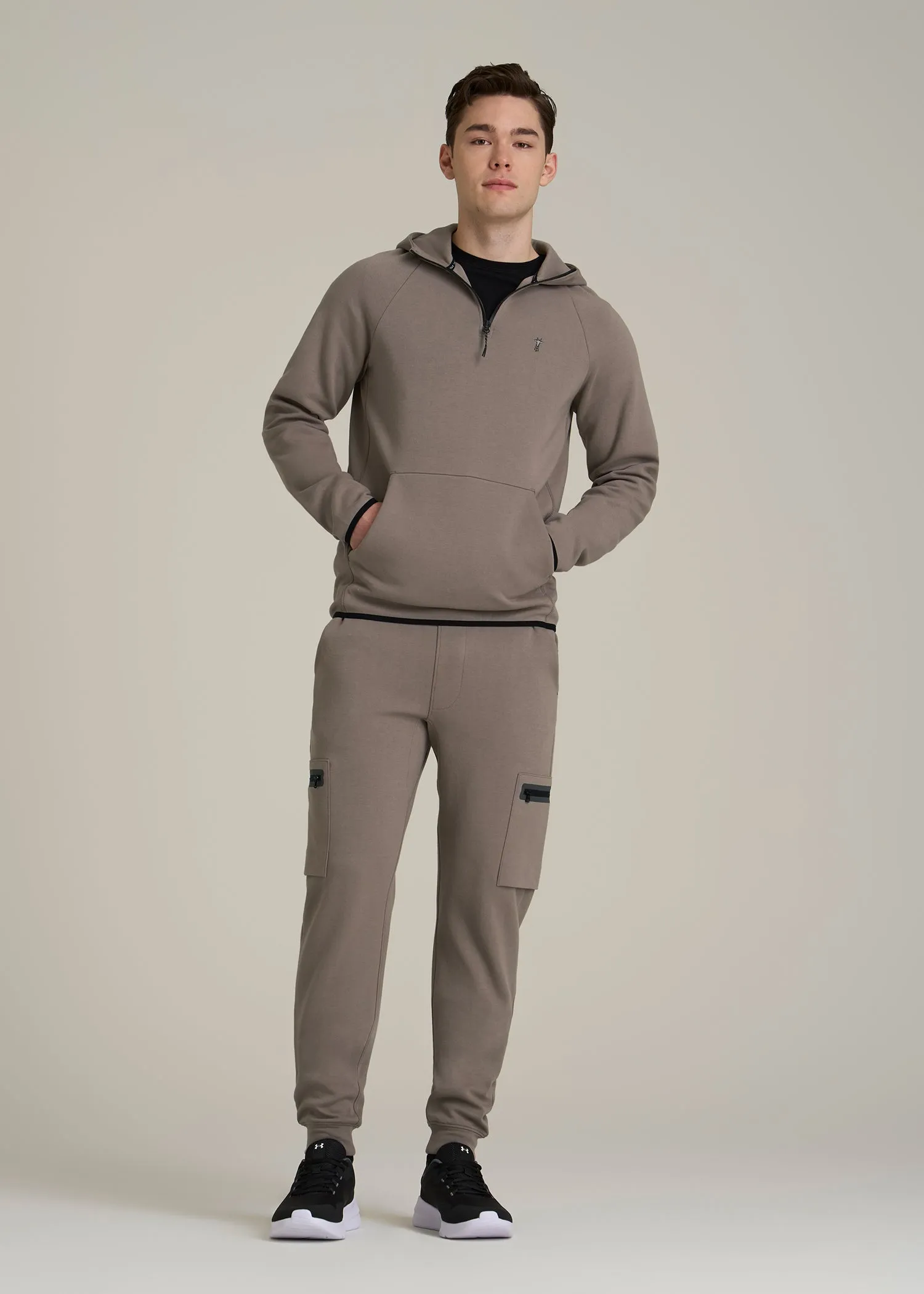 Tech Motion Fleece Hooded Popover for Tall Men in Portobello sold by American Tall product image thumbnail 4