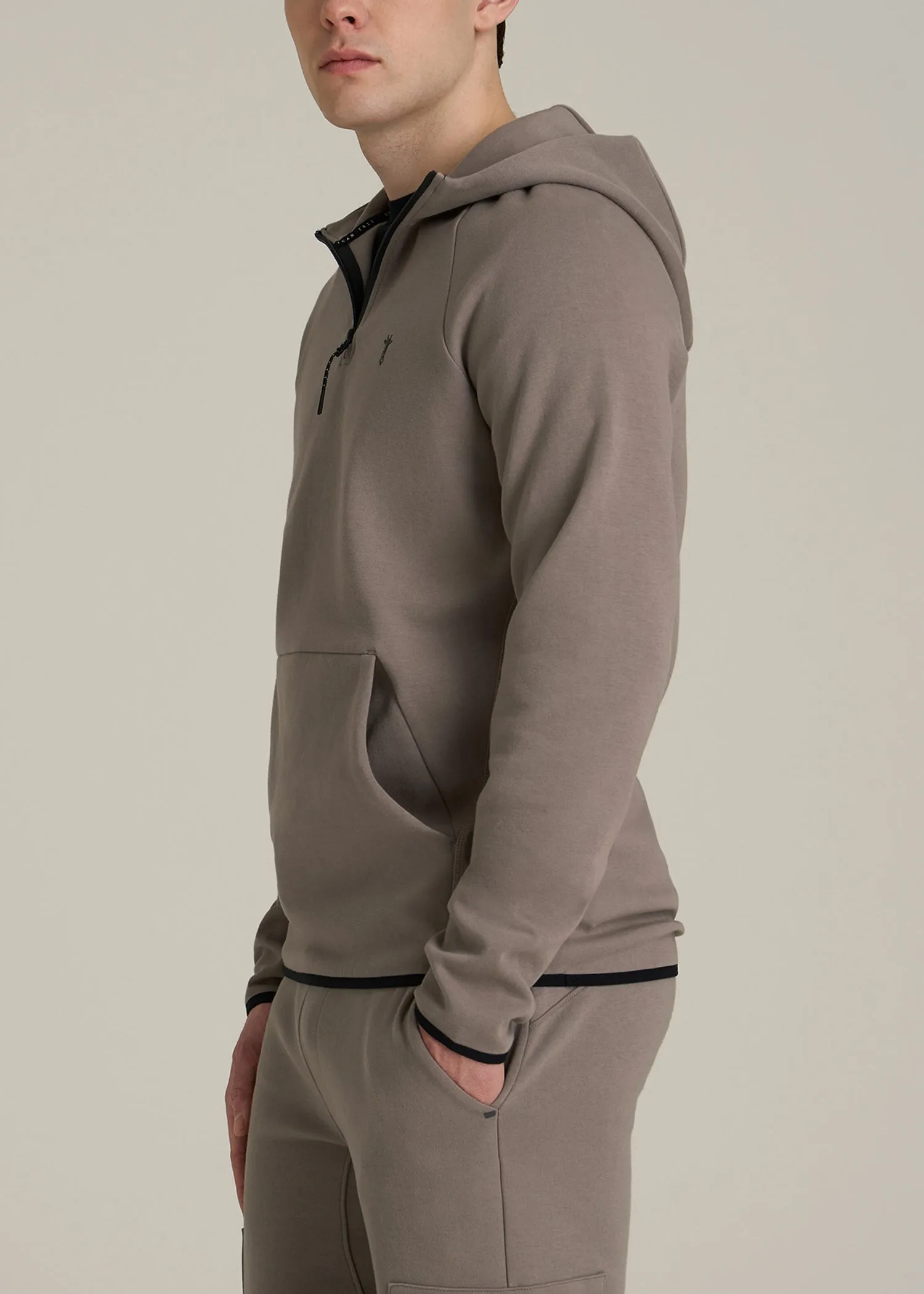 Tech Motion Fleece Hooded Popover for Tall Men in Portobello sold by American Tall product image thumbnail 3