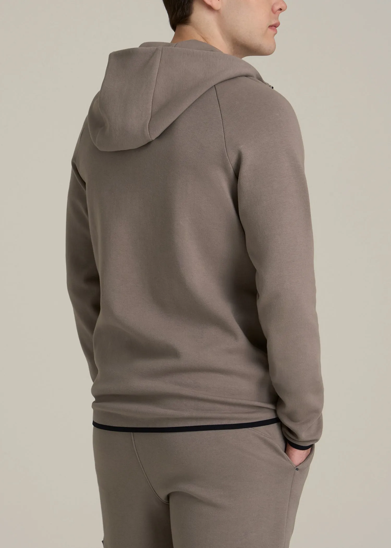 Tech Motion Fleece Hooded Popover for Tall Men in Portobello sold by American Tall product image thumbnail 5