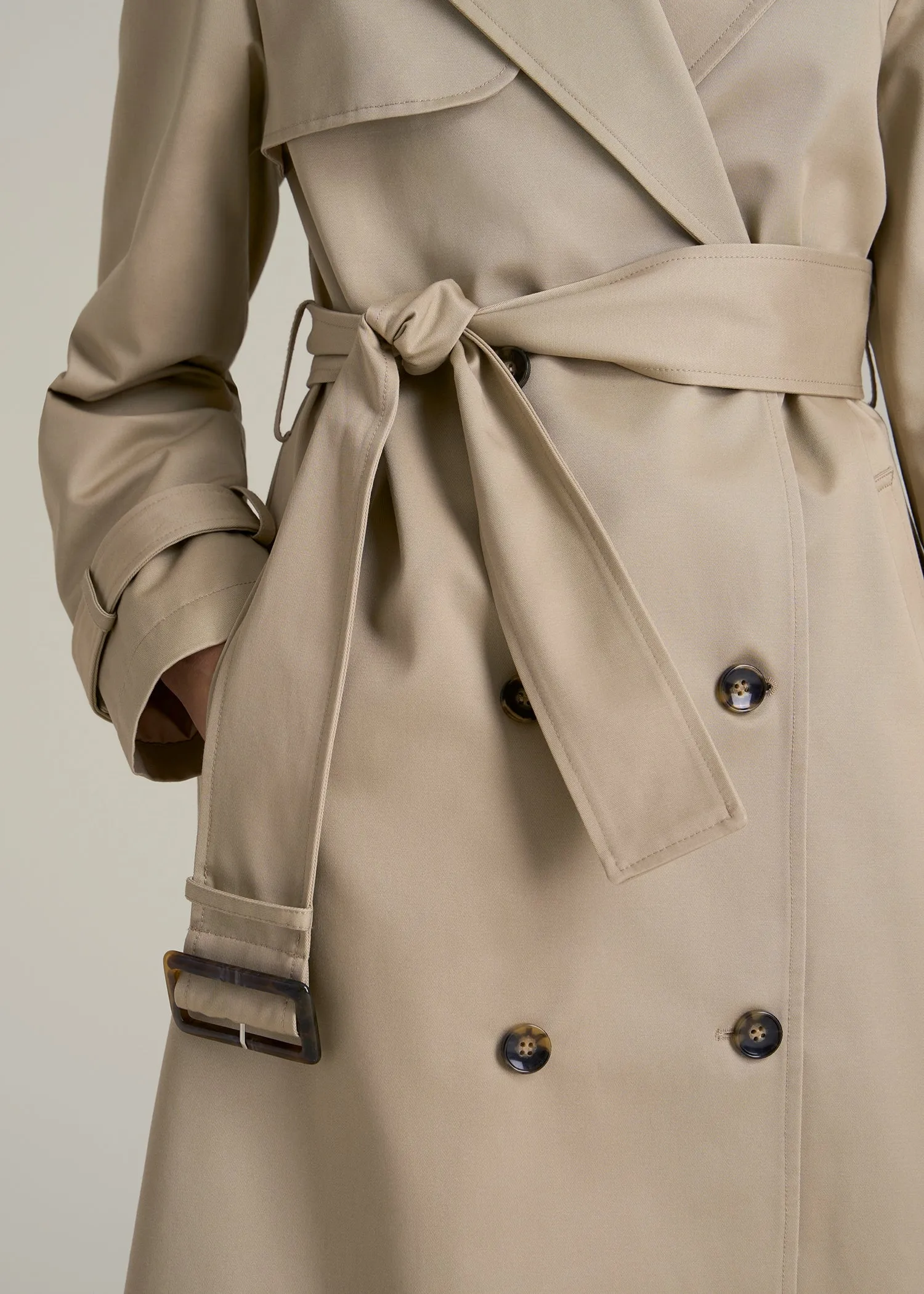Relaxed Trench Coat for Tall Women in Light Khaki sold by American Tall product image thumbnail 2