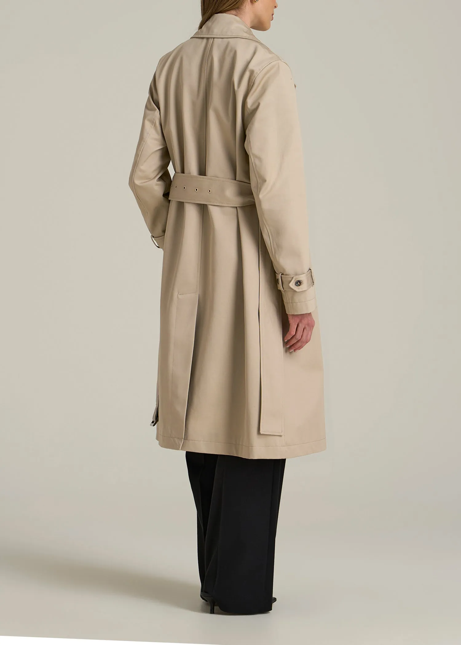 Relaxed Trench Coat for Tall Women in Light Khaki sold by American Tall product image thumbnail 5