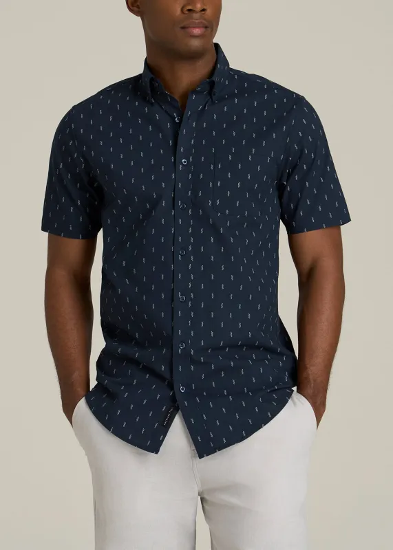 Short Sleeve Shirt for Tall Men in Navy Arrow Print sold by American Tall