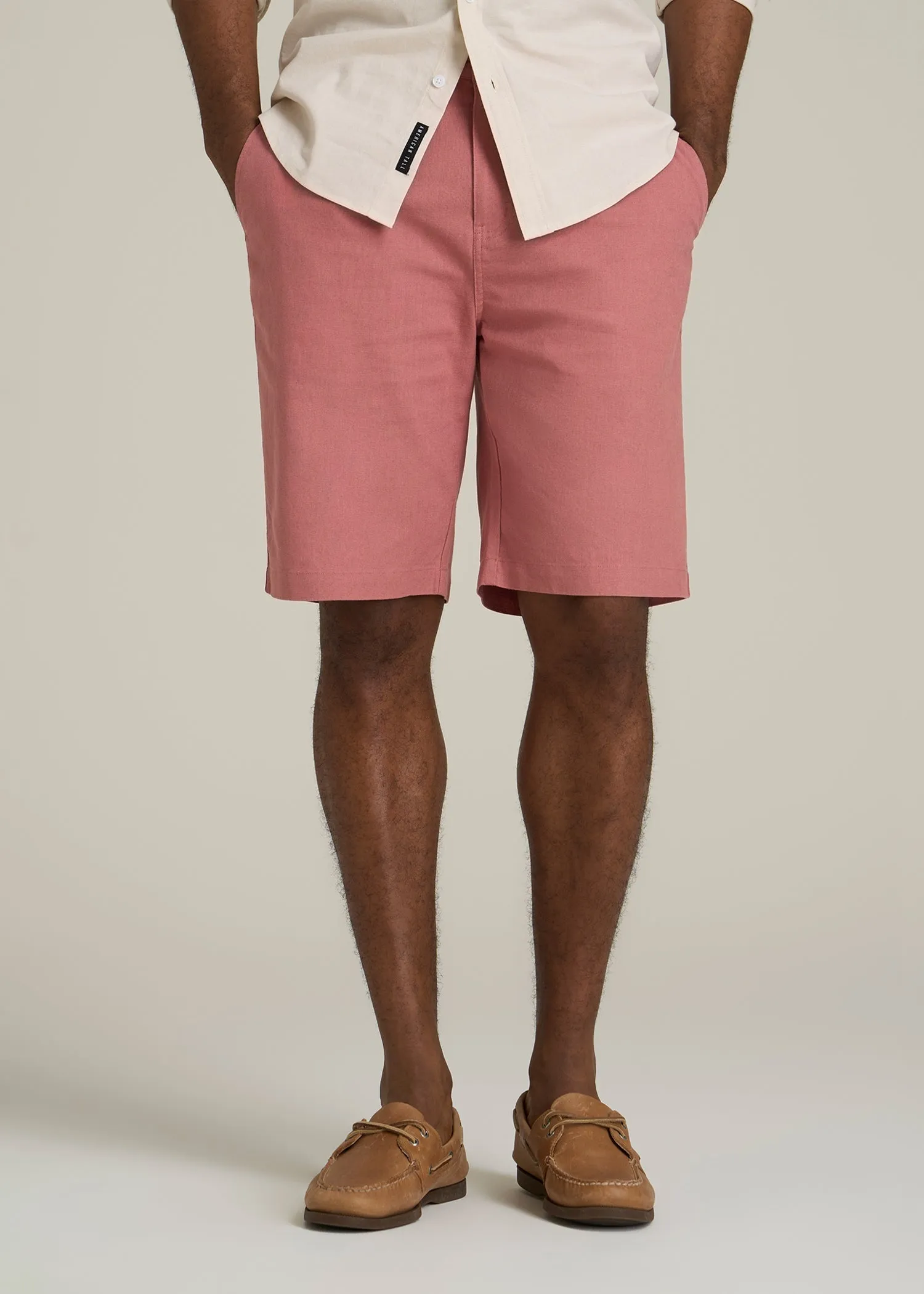 Linen Shorts For Tall Men in Withered Rose sold by American Tall
