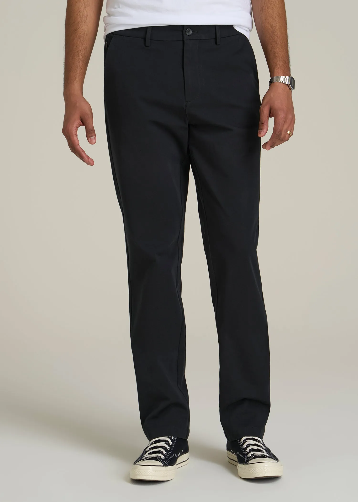 4 Way Stretch Commuter TAPERED Chino Pants for Tall Men in Black sold by American Tall