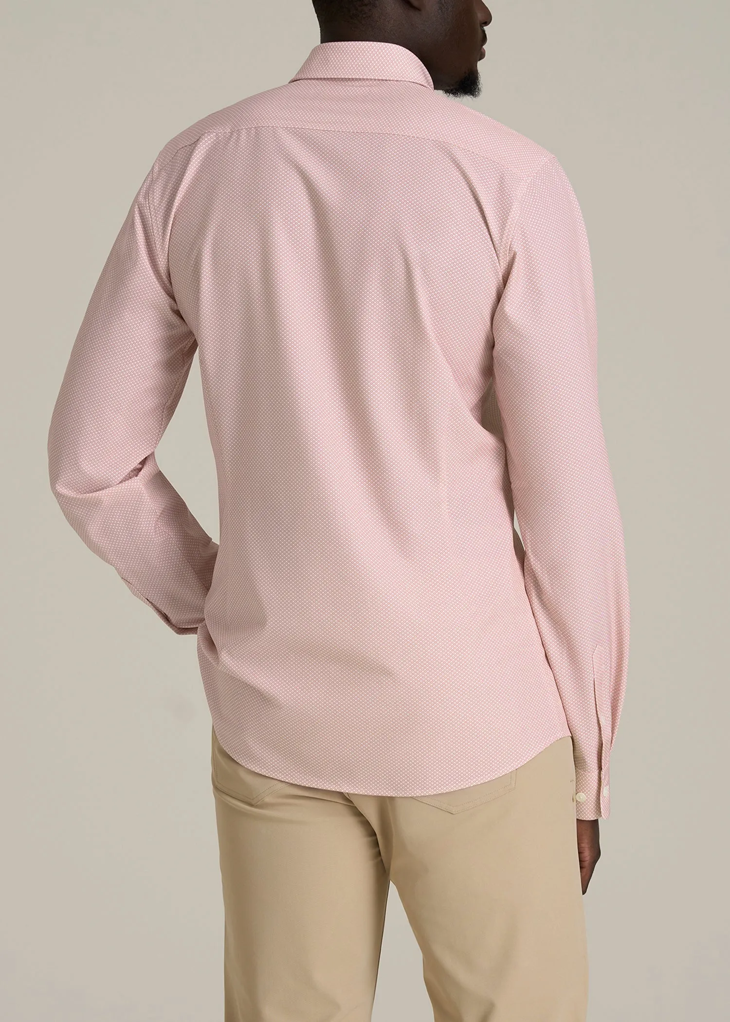 Traveler Stretch Dress Shirt for Tall Men in Light Orange Geometric sold by American Tall product image thumbnail 5