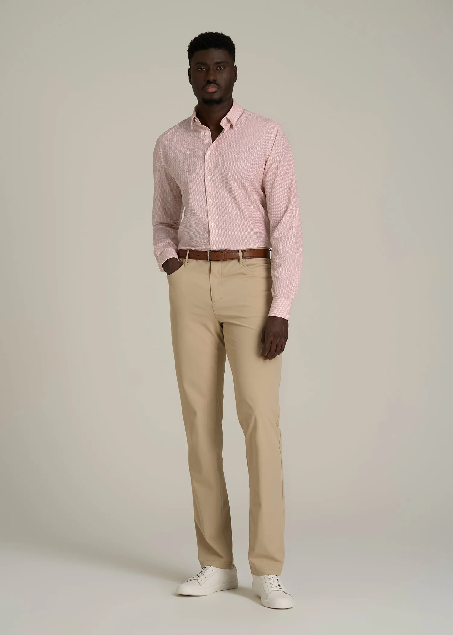 Traveler Stretch Dress Shirt for Tall Men in Light Orange Geometric sold by American Tall product image thumbnail 4