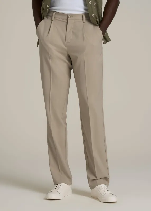 Tall Men's Relaxed Pleated Trouser in Light Khaki sold by American Tall