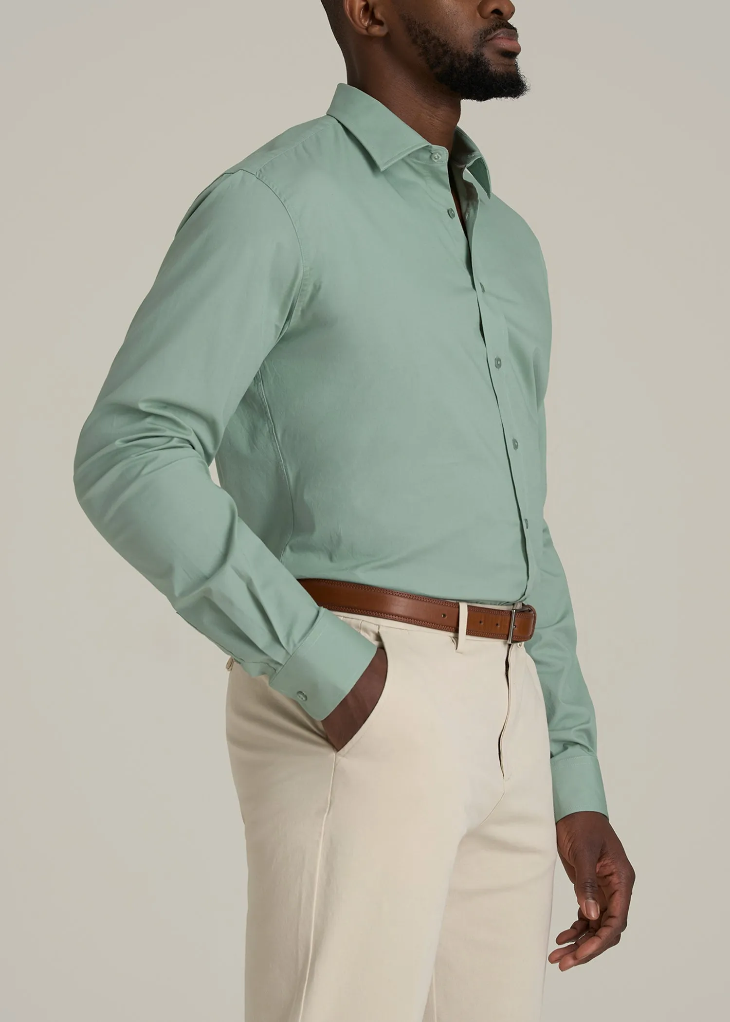 Oskar Button-Up Dress Shirt for Tall Men in Seagrass sold by American Tall product image thumbnail 3