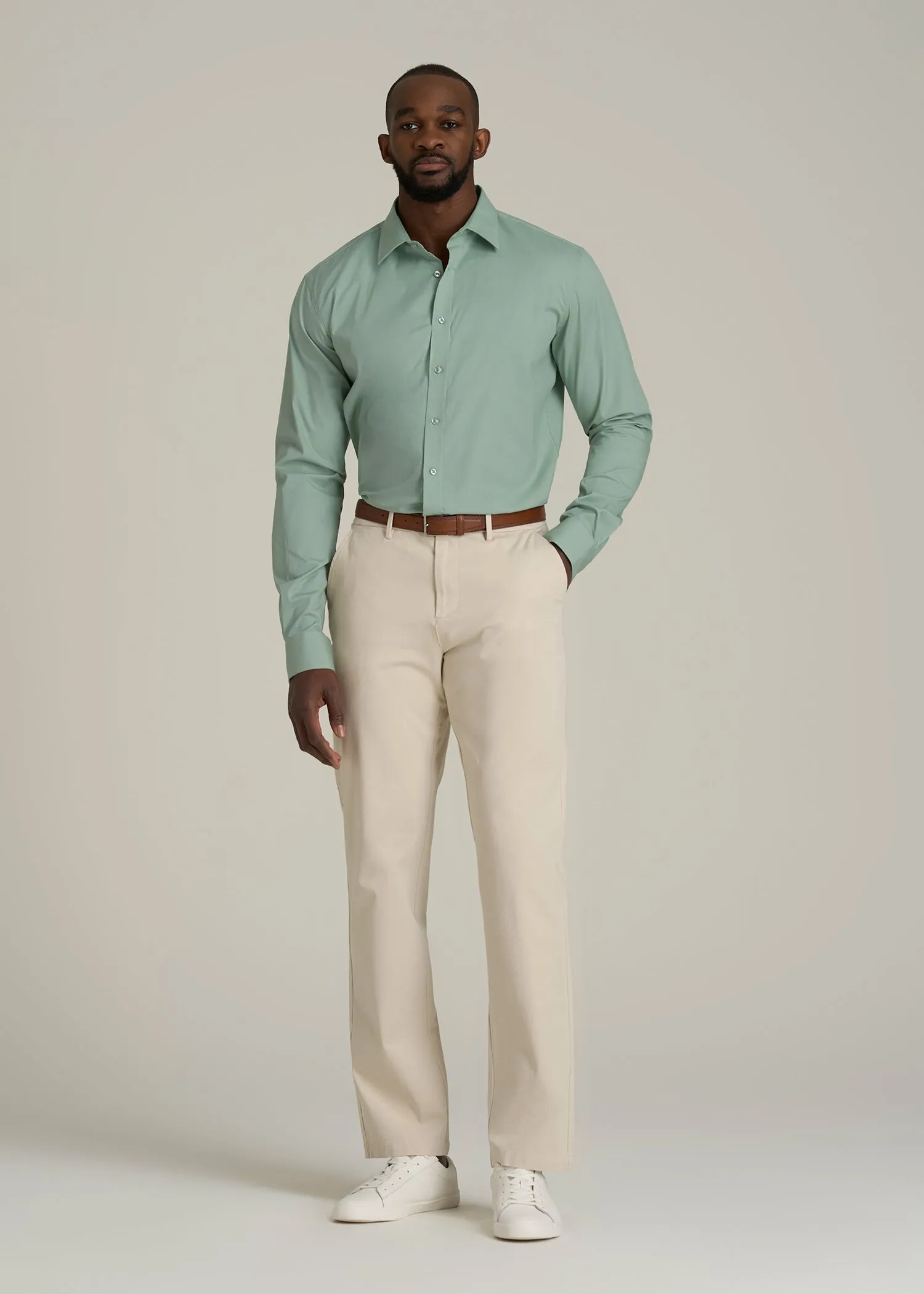 Oskar Button-Up Dress Shirt for Tall Men in Seagrass sold by American Tall product image thumbnail 4