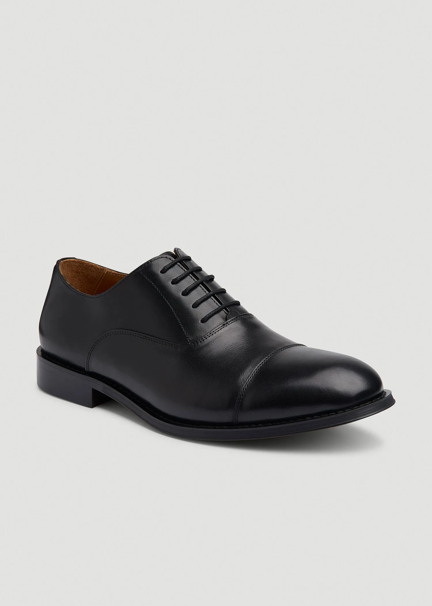 Leather Cap Toe Oxford for Tall Men in Black sold by American Tall