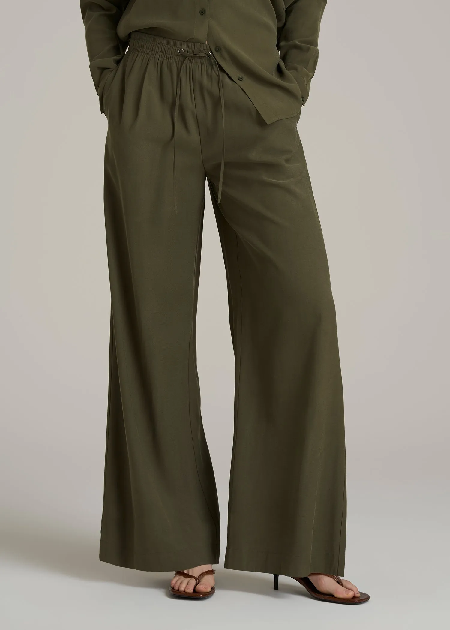 Relaxed Pull-On Pants for Tall Women in Forest Night sold by American Tall