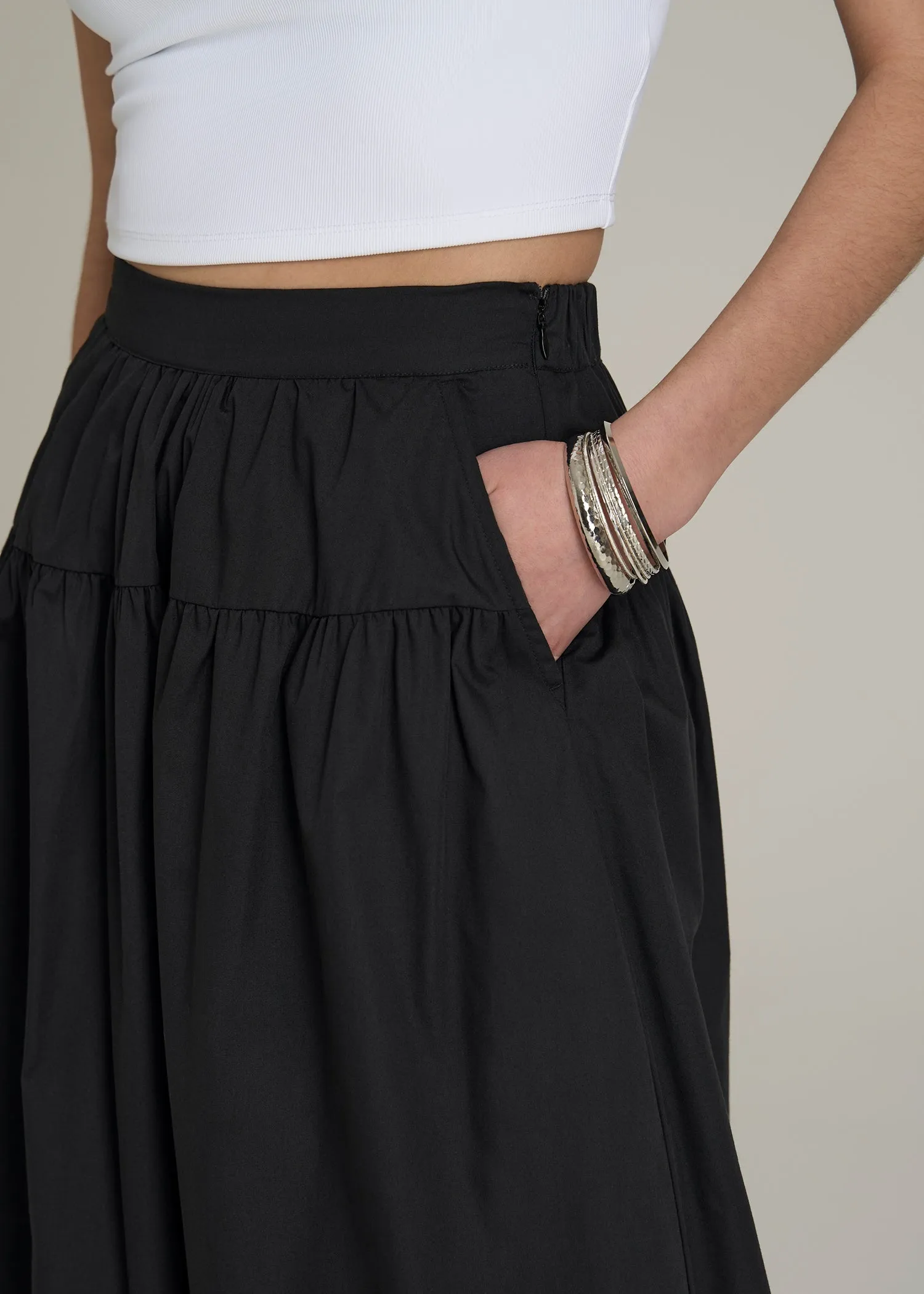 Tiered Cotton Maxi Skirt for Tall Women in Black sold by American Tall product image thumbnail 2