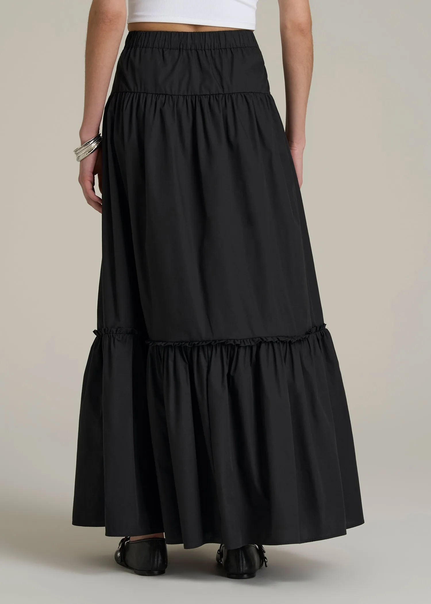 Tiered Cotton Maxi Skirt for Tall Women in Black sold by American Tall product image thumbnail 5