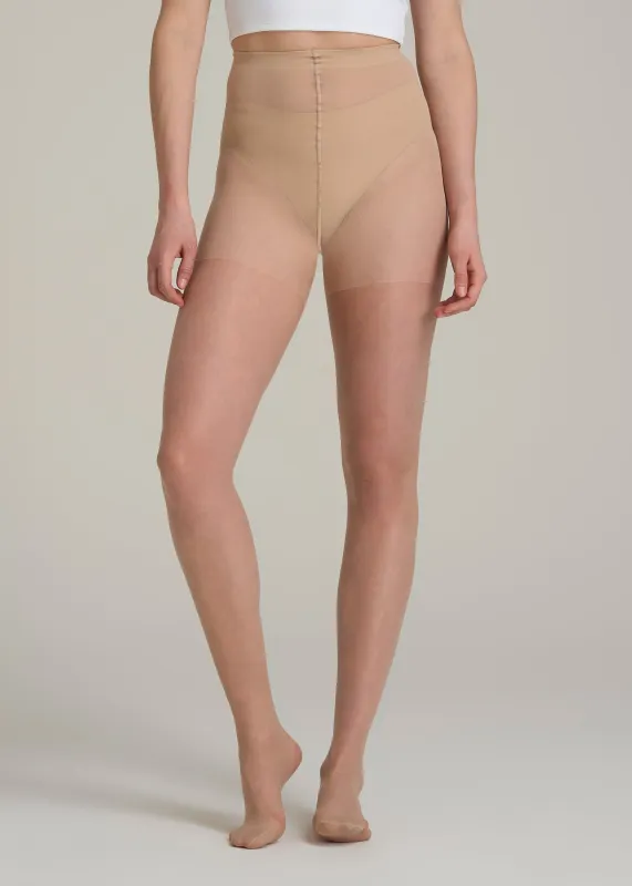 Ultra Sheer Pantyhose for Tall Women in Linen sold by American Tall