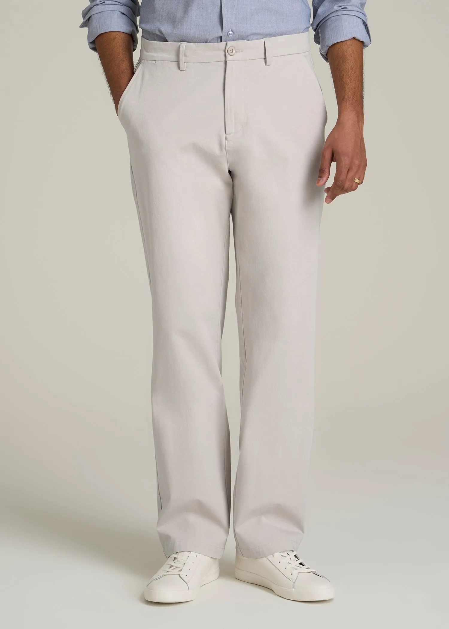 4 Way Stretch Commuter RELAXED Chino Pants for Tall Men in Drywall Tan sold by American Tall