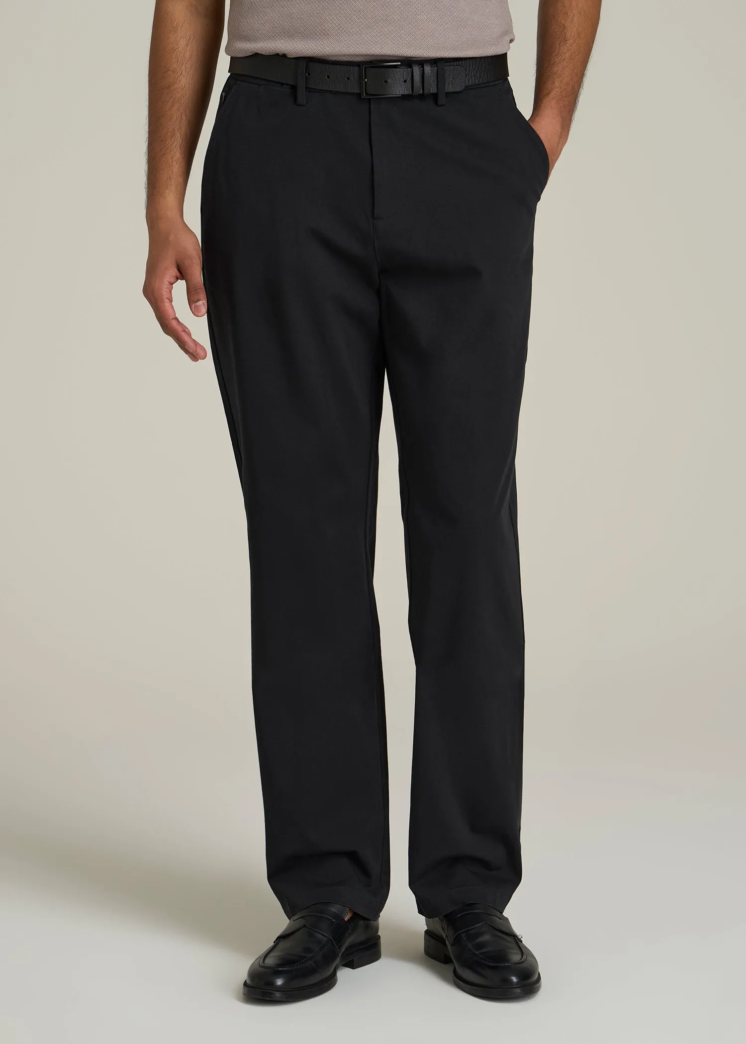4 Way Stretch Commuter RELAXED Chino Pants for Tall Men in Black sold by American Tall