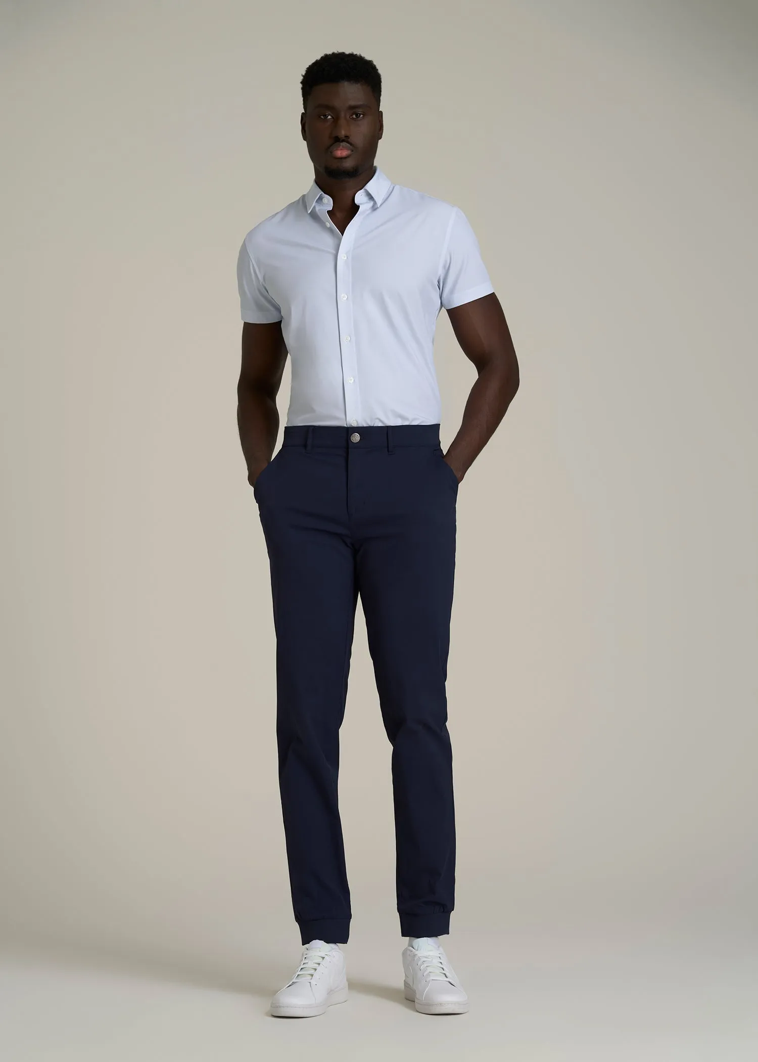 Short Sleeve Traveler Stretch Button Shirt for Tall Men in Light Grey Chevron sold by American Tall product image thumbnail 4