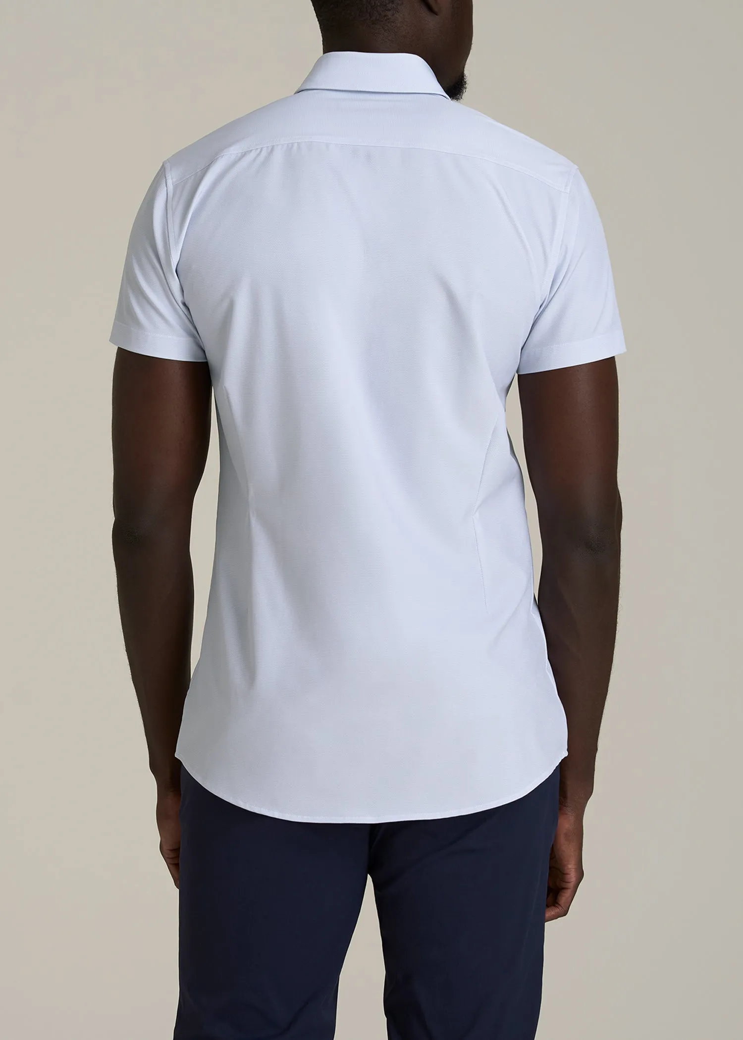 Short Sleeve Traveler Stretch Button Shirt for Tall Men in Light Grey Chevron sold by American Tall product image thumbnail 5