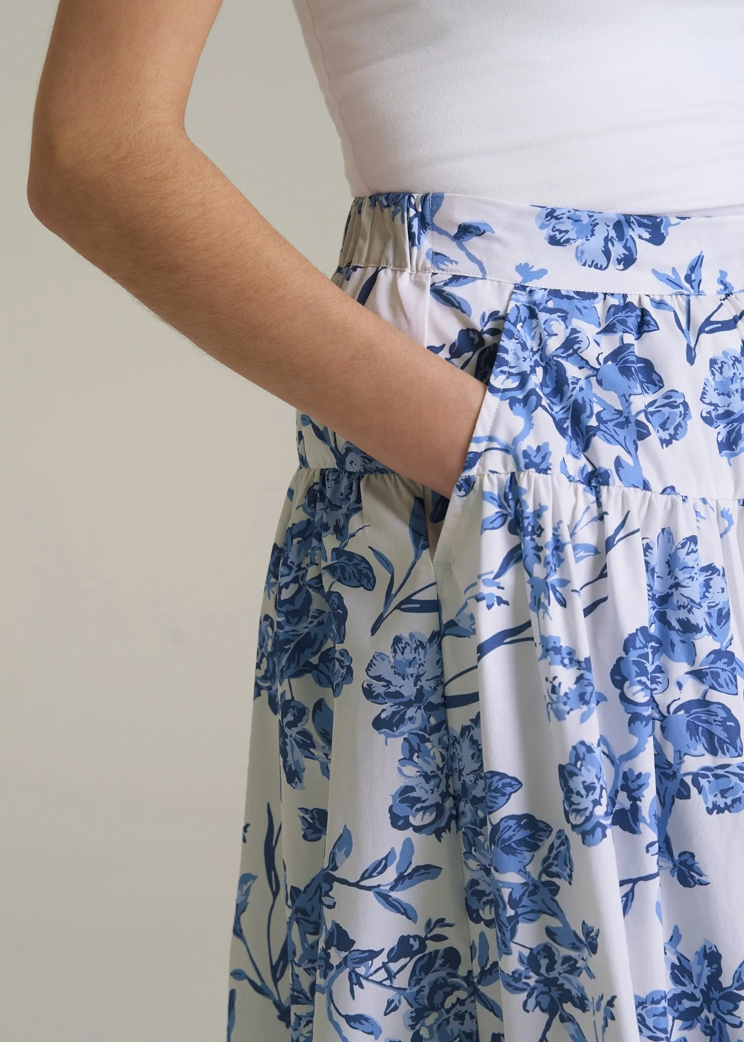 Tiered Cotton Maxi Skirt for Tall Women in Floral Bloom sold by American Tall product image thumbnail 2