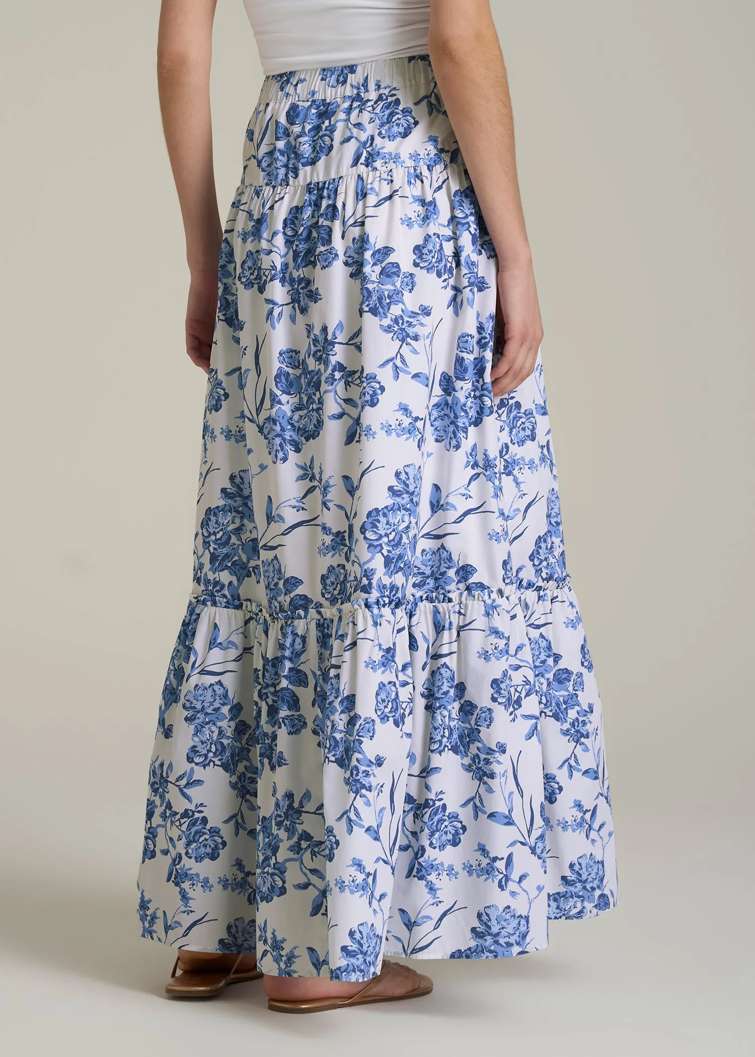 Tiered Cotton Maxi Skirt for Tall Women in Floral Bloom sold by American Tall product image thumbnail 5
