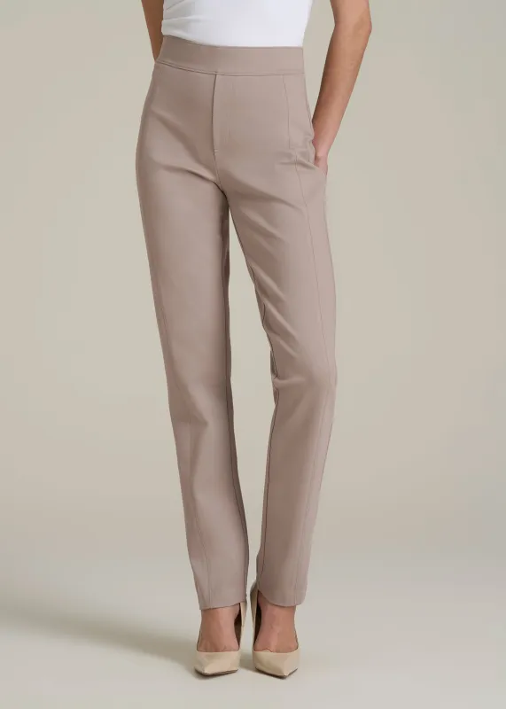 Pull-on Slim Dress Pants for Tall Women in Truly Taupe sold by American Tall