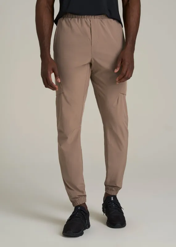 Featherweight Cargo Training Jogger for Tall Men in Dark Sand sold by American Tall