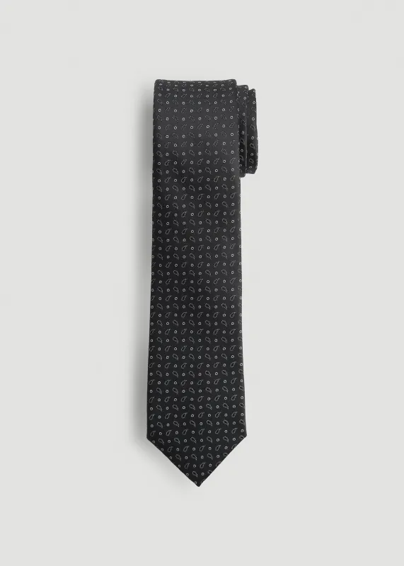 Dress Ties for Tall Men in Black Micro Paisley sold by American Tall