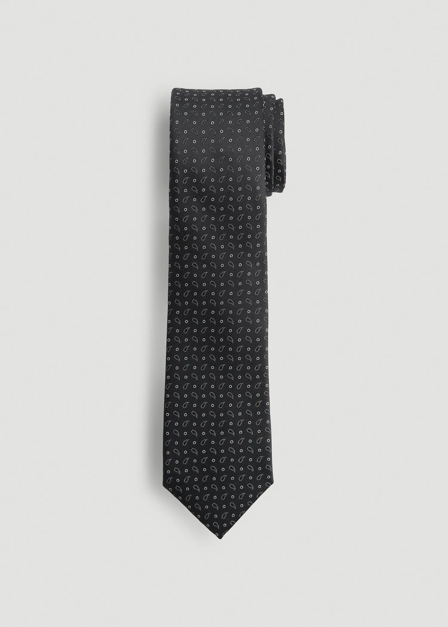 Dress Ties for Tall Men in Black Micro Paisley sold by American Tall