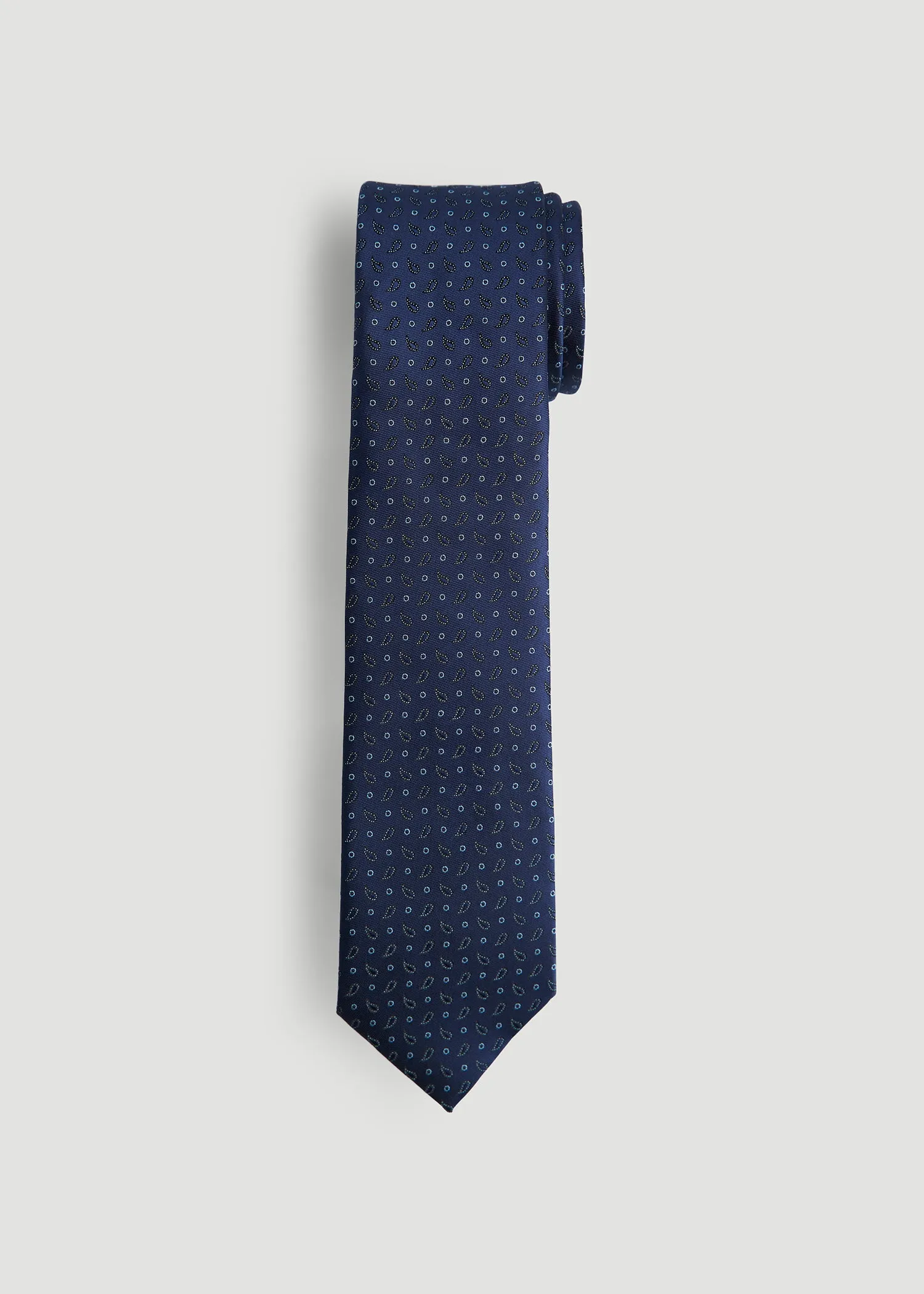 Dress Ties for Tall Men in Navy Micro Paisley sold by American Tall