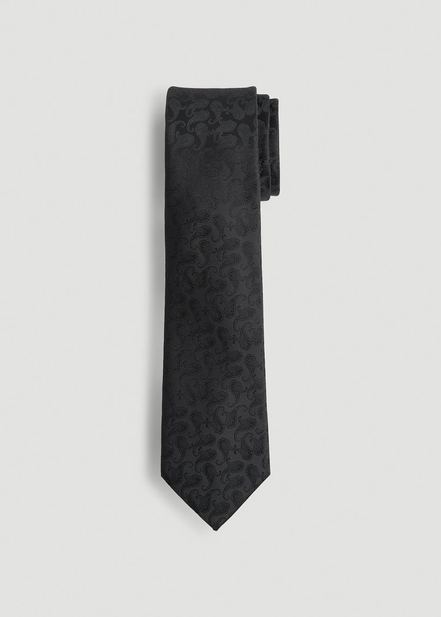 Dress Ties for Tall Men in Black Tonal Paisley sold by American Tall