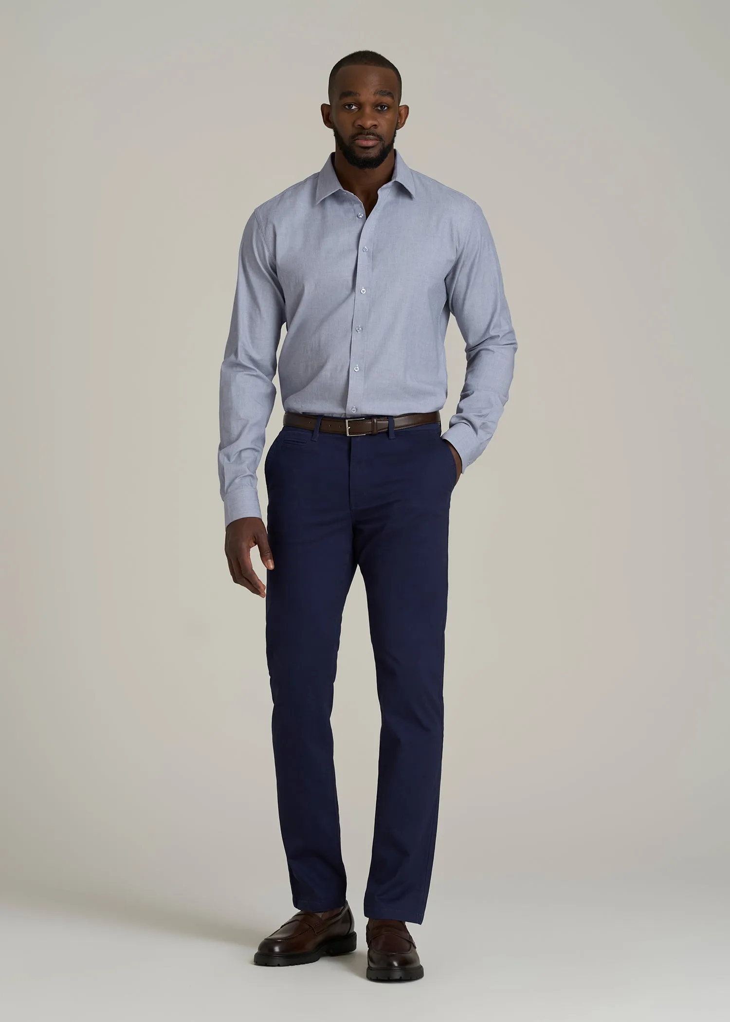 Oskar Button-Up Dress Shirt for Tall Men in Navy Micro Texture sold by American Tall product image thumbnail 4